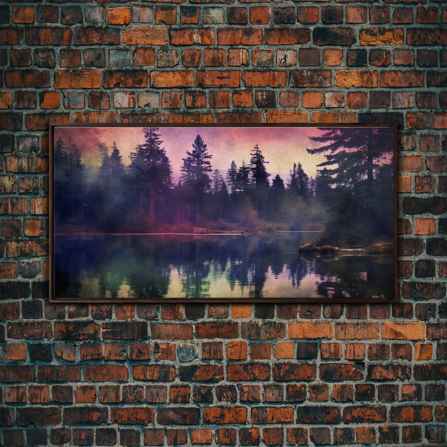 Foggy Landscape Wall Art, Reflection River Wall Decor, Misty Lake Art, Panoramic Wall Decor, Canvas Print, Wall Art, Framed Canvas Art