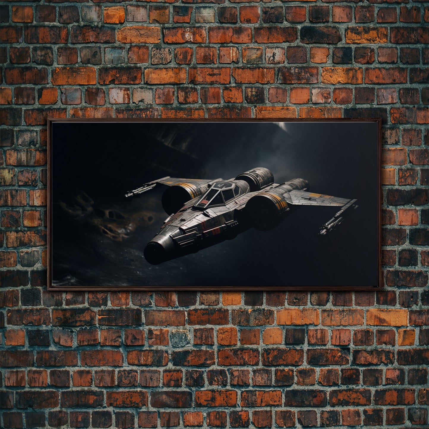 The Star Fighter, Cool Scifi Wall Art, Scifi Art, Framed Canvas Print, Gull Wing Space Ship, Unique Art, Alien Wall Art, Space Ship Art