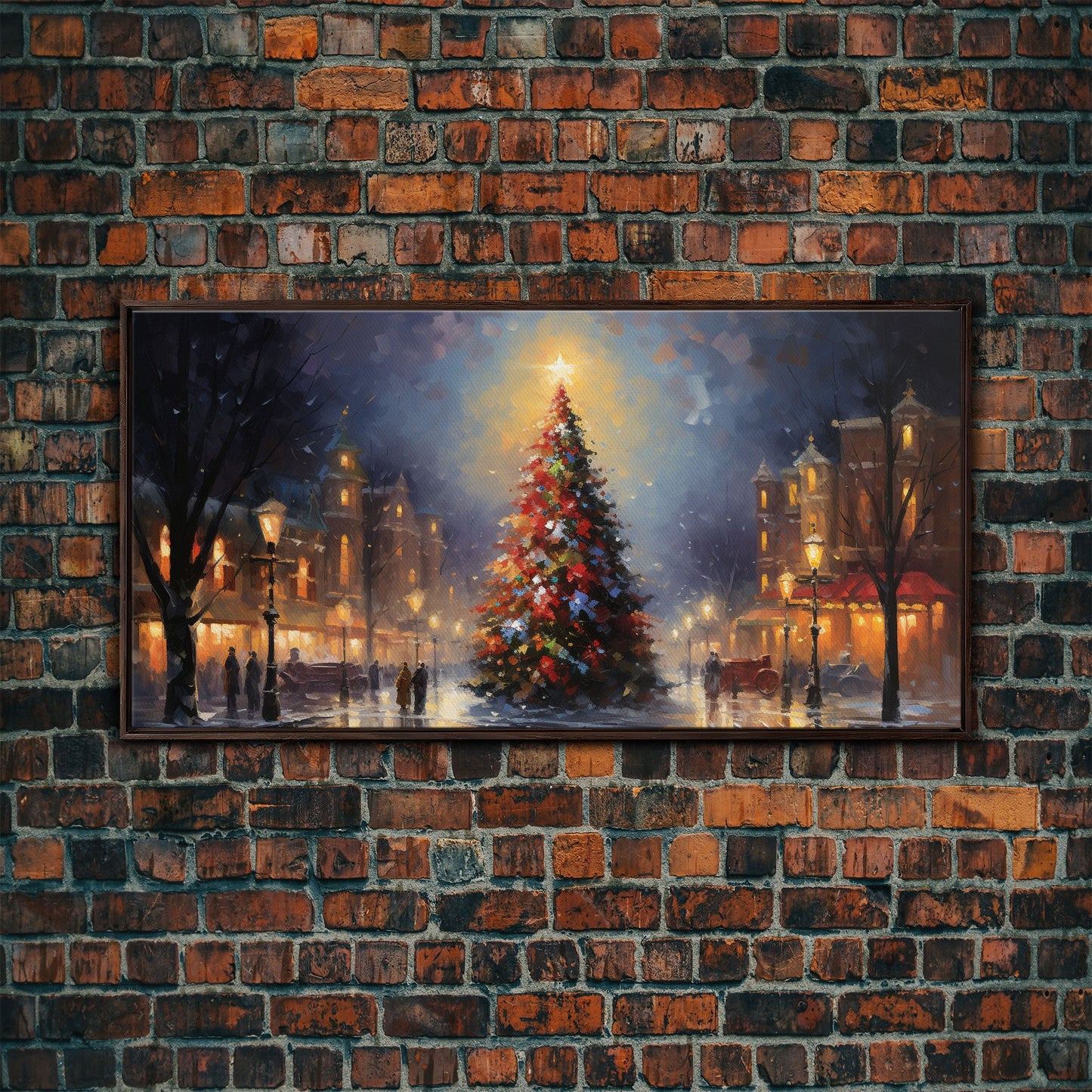 Retro Christmas Village Framed Christmas Wall Art - Framed Christmas Art - Canvas Art - Winter Decor - Winter Wonderland Centerpiece