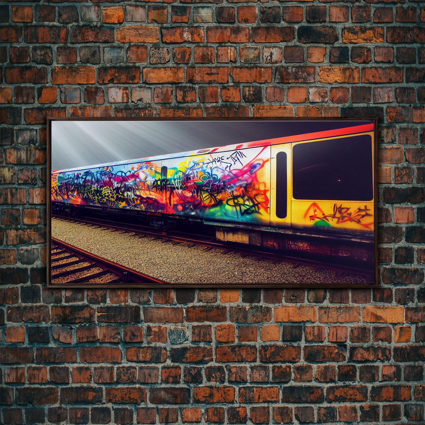 Train car graffiti wall decor, train box car, ready to hang canvas print wall art, graffiti art