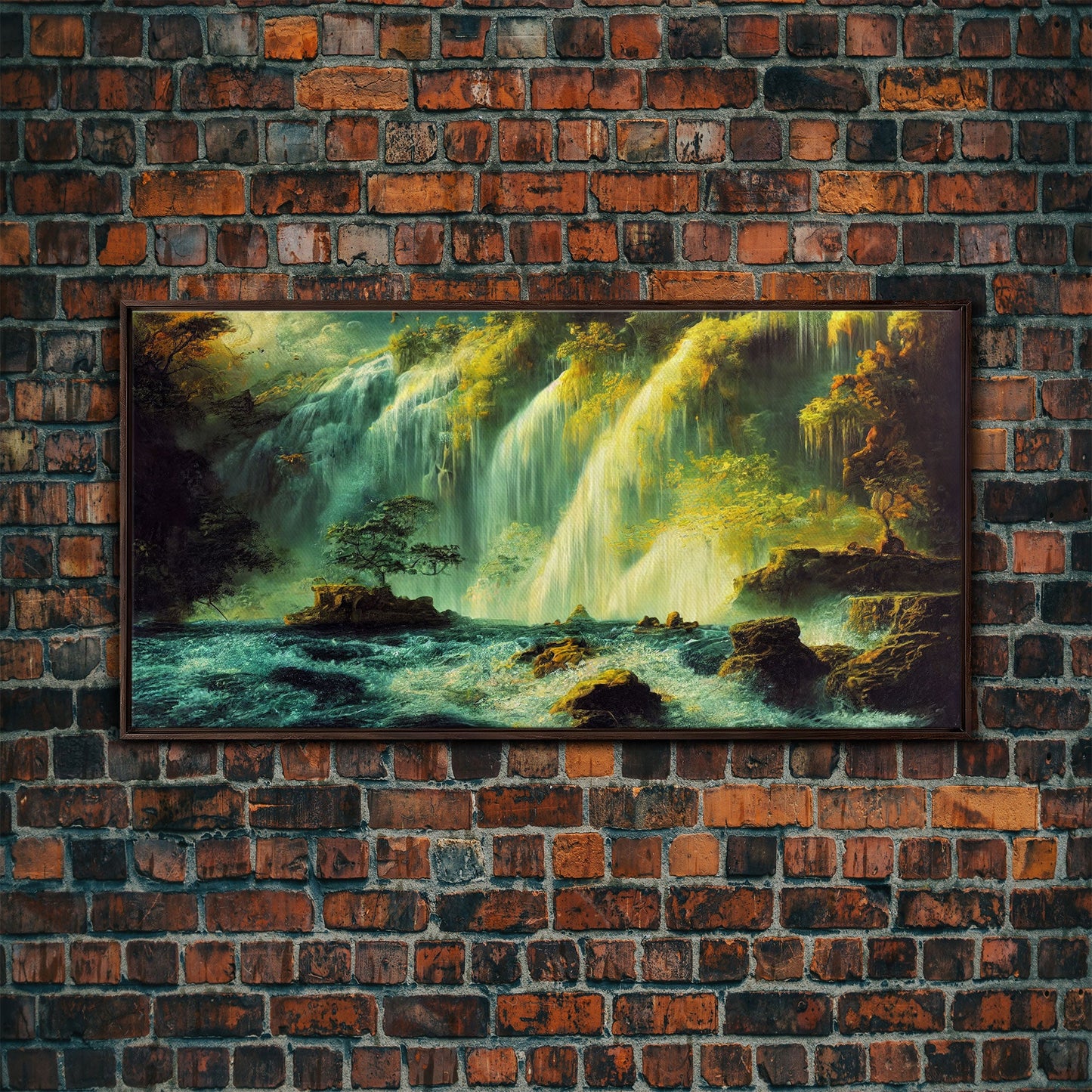 High Fantasy Wall Art, Secret Waterfall, ready to hang canvas print, framed art