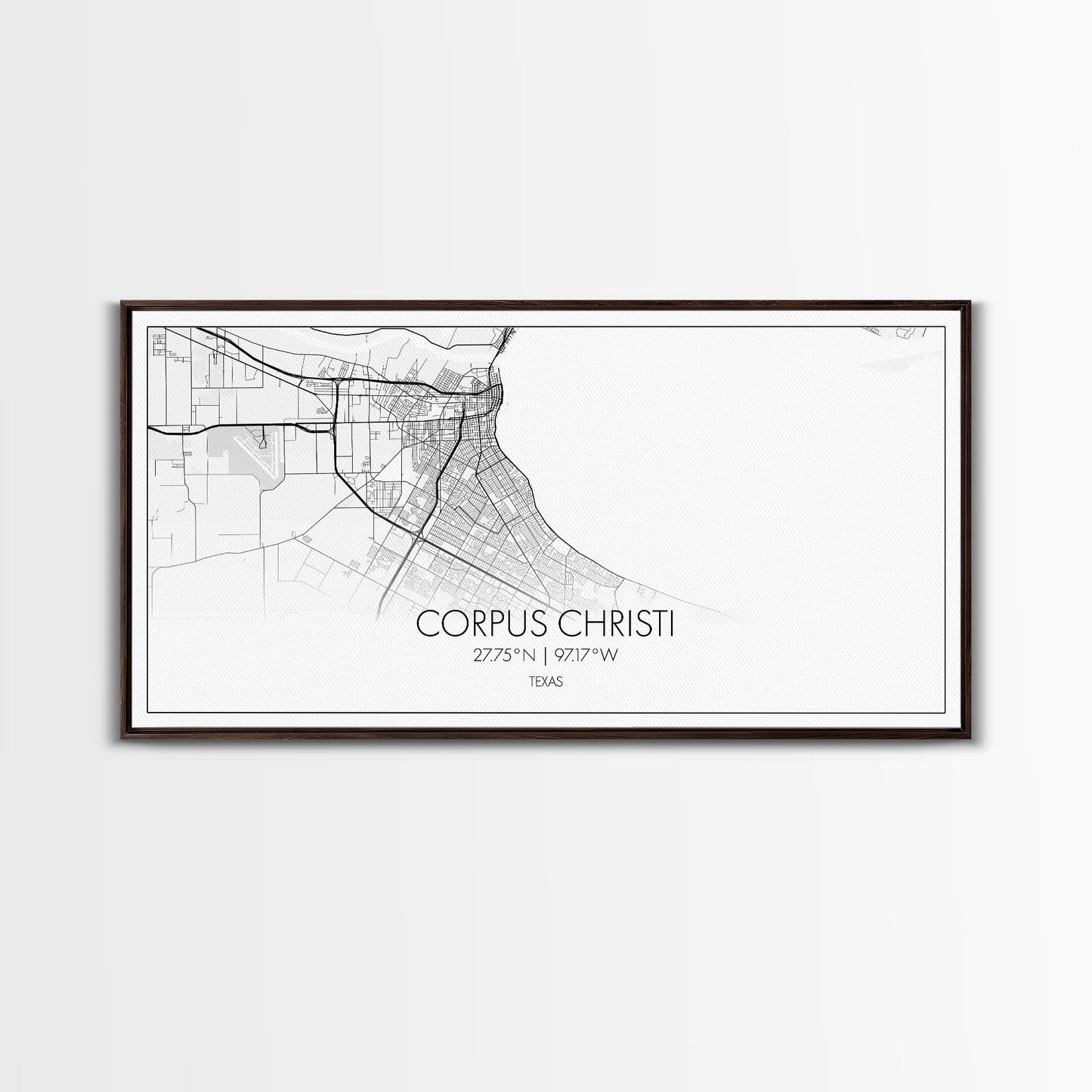 Corpus Christi Street Map, Texas Map, Map Print, Minimalist Art, Wall Art, Canvas Art, Homeschool Gifts, College Dorm Décor, Tiny Home Décor