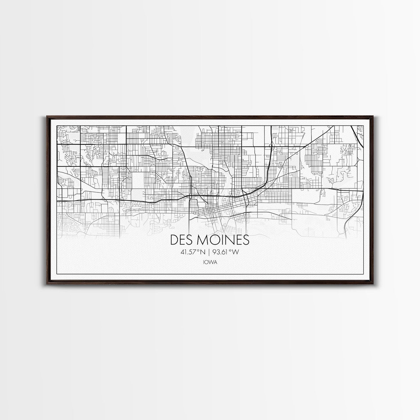 Des Moines Street Map, Iowa Map, Map Print, Minimalist Art, Wall Art, Canvas Art, Girls Bedroom Décor, Dorm Room Décor, Gift For Dad, Office