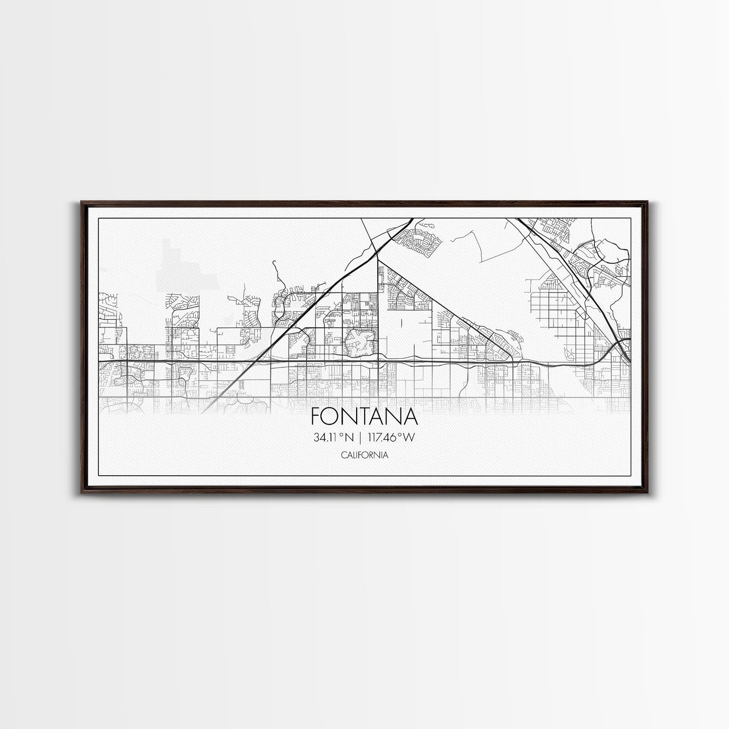 Fontana Street Map, California Map, Map Art, Minimalist Art, Wall Art, Canvas Art, Gift For Couples, Game Room Prints, Above Bed Décor