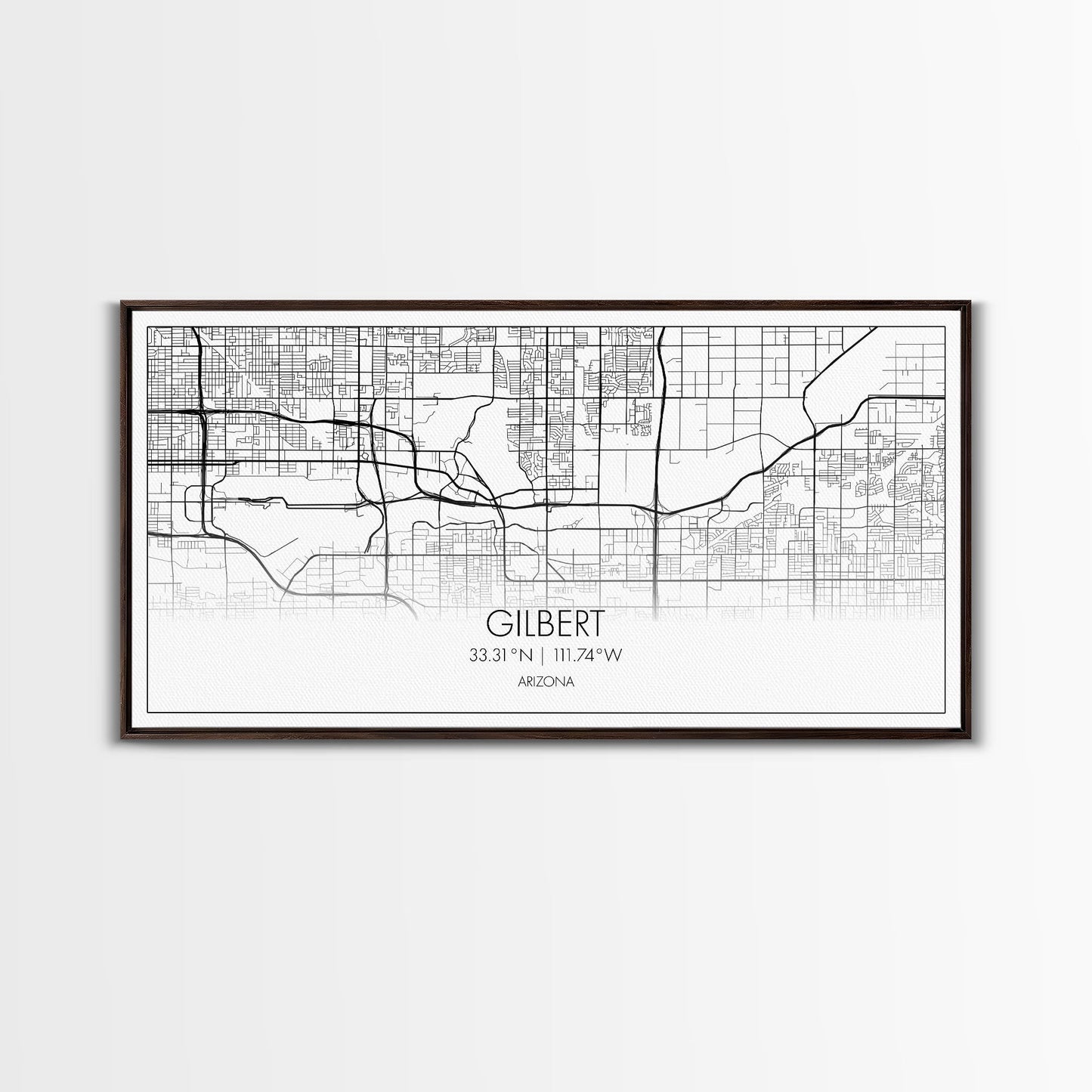 Gilbert City Map, Arizona Map, Map Art, Minimalist Art, Wall Art, Canvas Art, Lake House Décor, Ranch House Décor, Dorm Wall Décor, Home Art