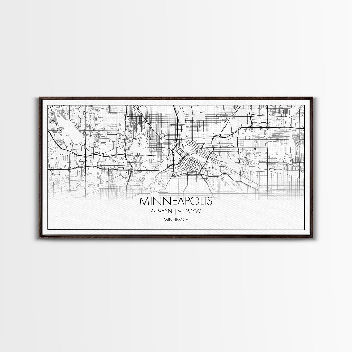 Minneapolis City Map, Minnesota Map, Map Art, Minimalist Wall Art, Wall Art, Canvas Art, Dorm Room Décor, Home Décor Wall Art, Gift For Dad