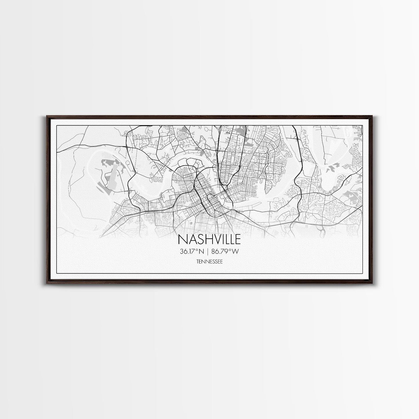 Nashville City Map, Tennessee Map, Map Art, Minimalist Wall Art, Wall Art, Canvas Art, Music Lover Gift, Country Décor, Landscape Wall Art