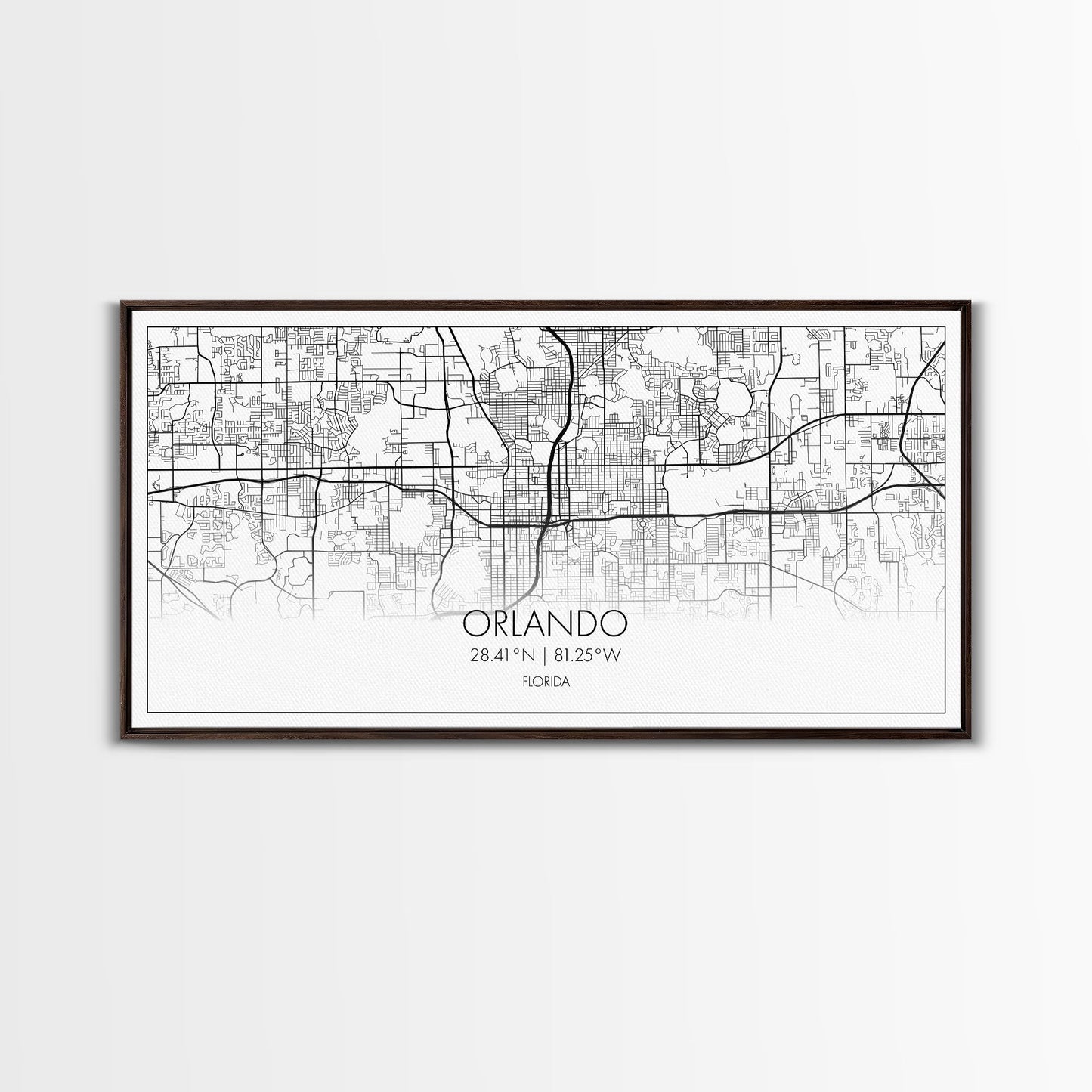 Orlando City Map, Florida Art, Map Print, Minimalist Wall Art, Wall Art, Canvas Art, New Homeowner Gift, Gaming Wall Décor, Wall Hanging