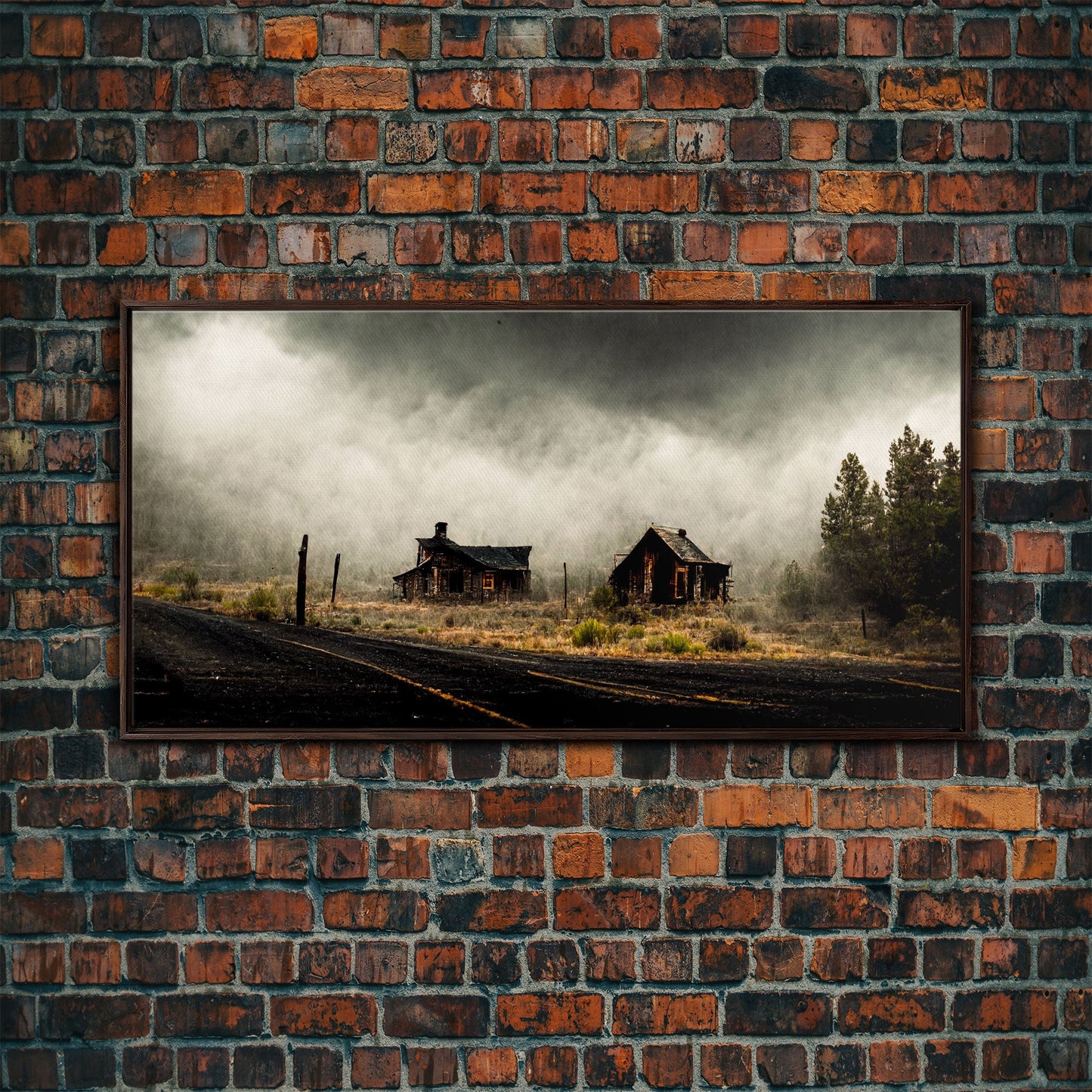 Ghost town canvas art, wild west theme, abandoned art