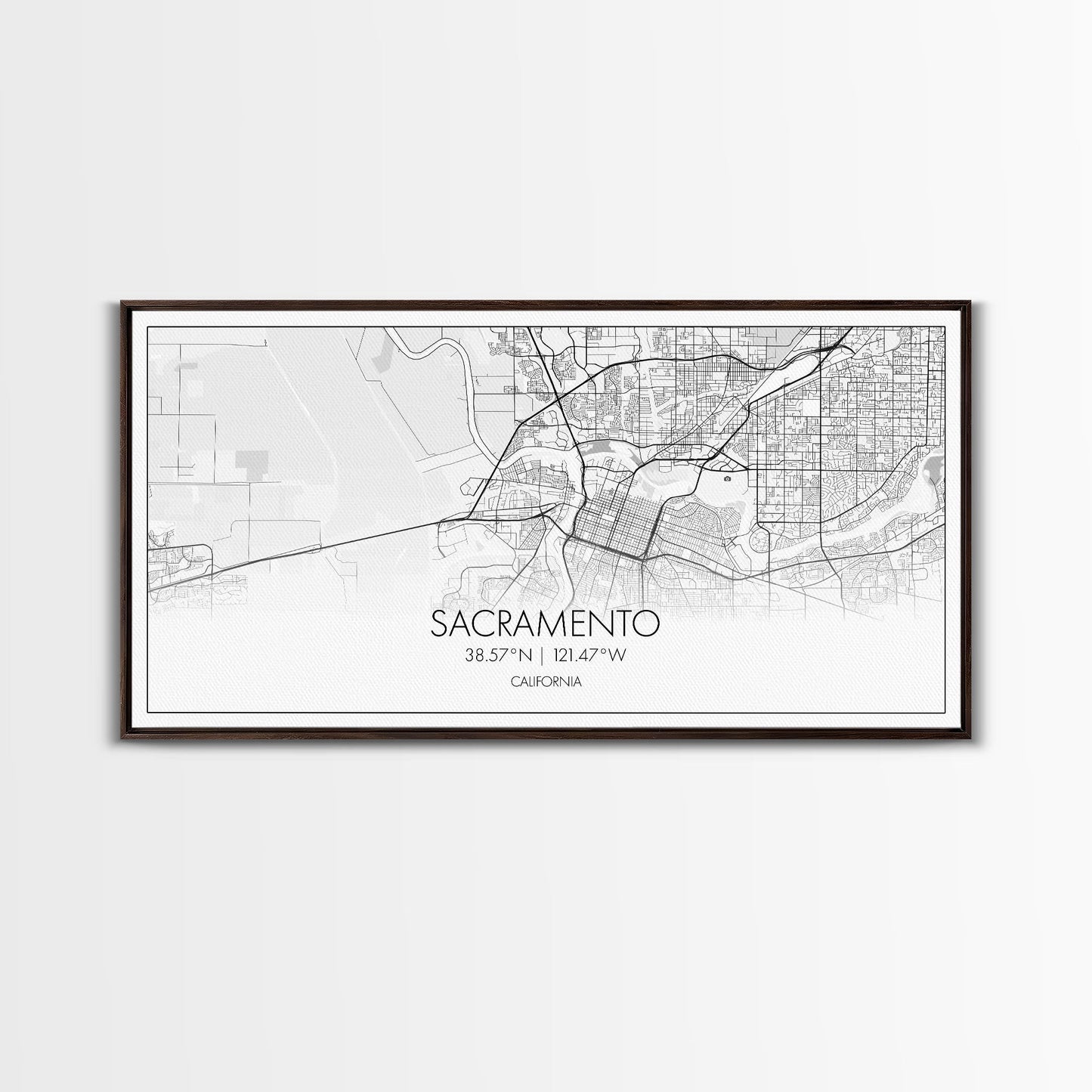 Sacramento City Map, California Art, Map Print, Minimalist Wall Art, Wall Art, Canvas Art, Large Wall Art, Room Décor, Office Prints