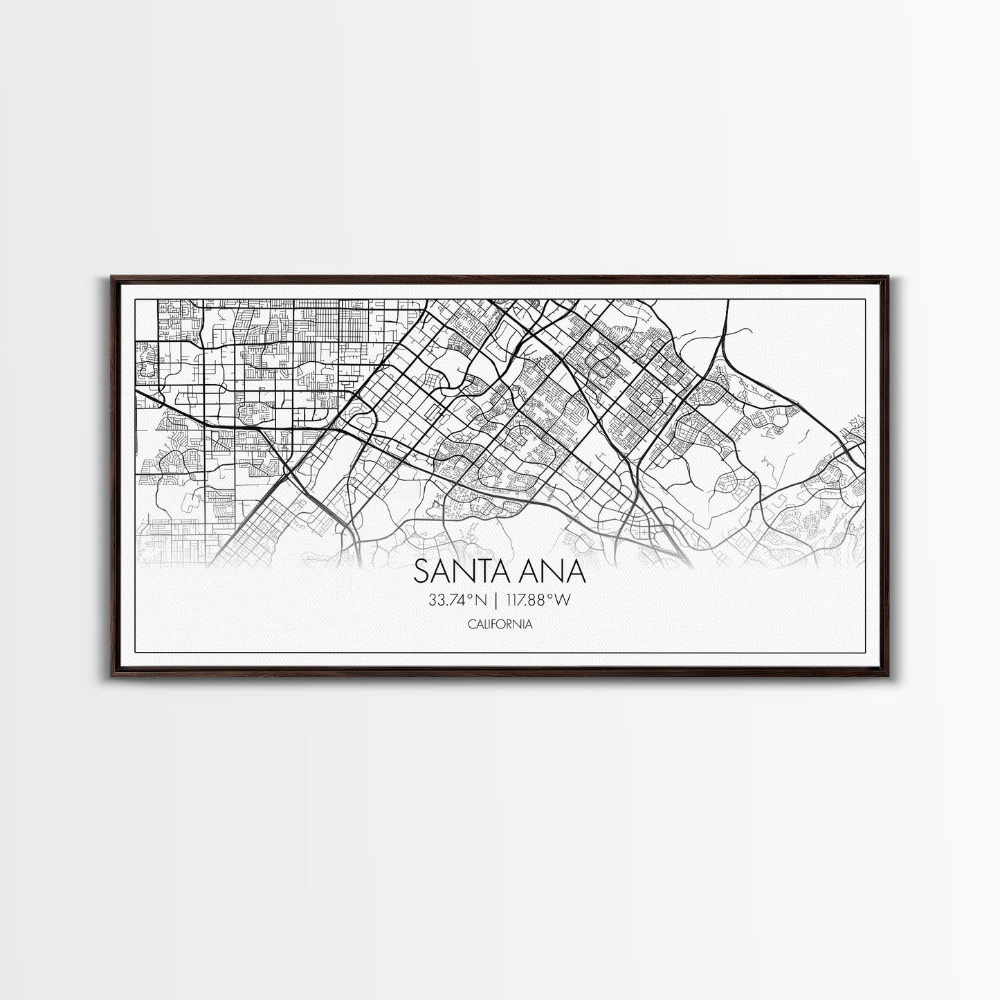 Santa Ana City Map, California Art, Map Print, Modern Wall Art, Wall Art, Canvas Art, House Wall Art, Over Bed Wall Décor, Gift For The Home