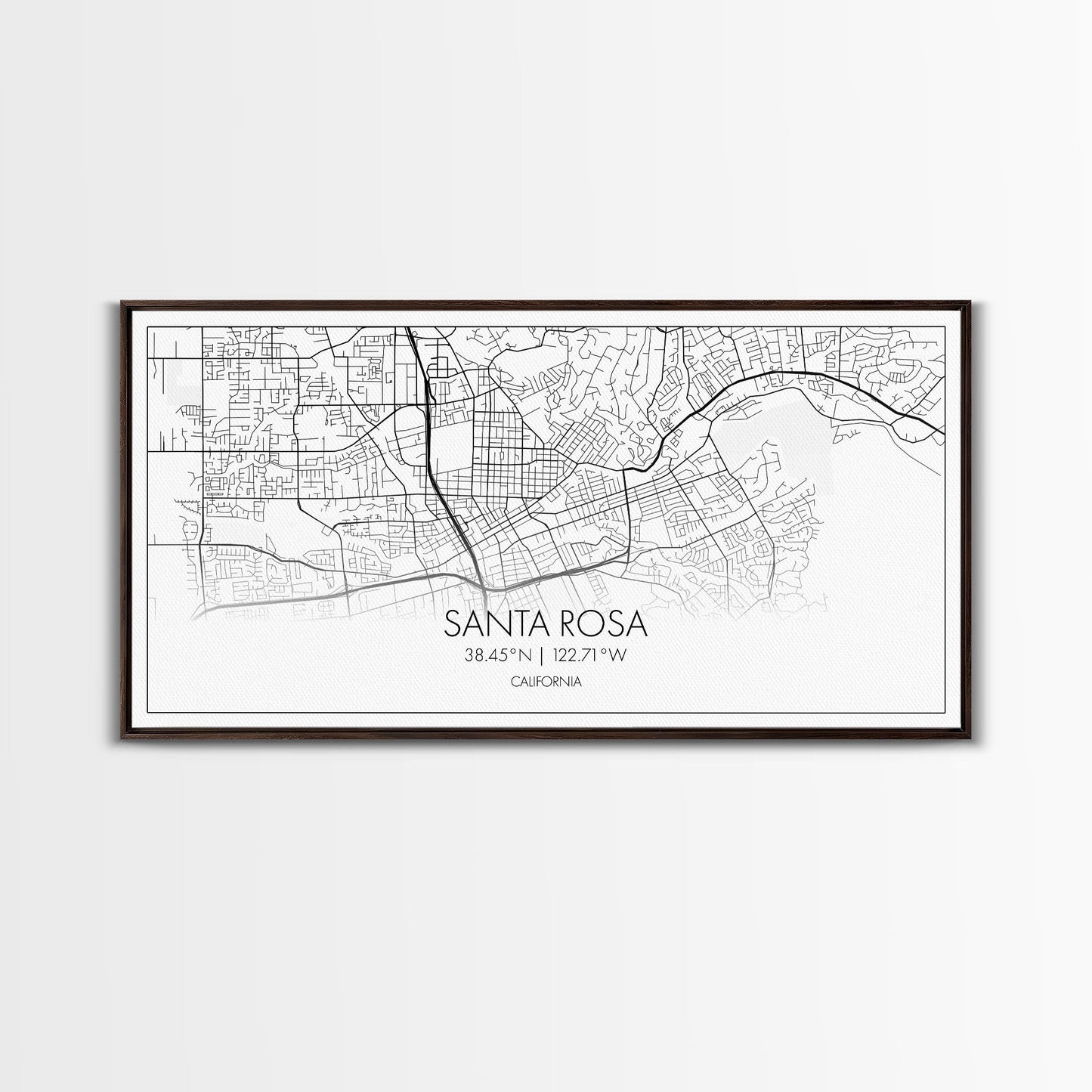 Santa Rosa City Map, California Art, Map Print, Modern Wall Art, Wall Art, Canvas Art, Modern House Art, Bedroom Prints, Nerdy Home Décor