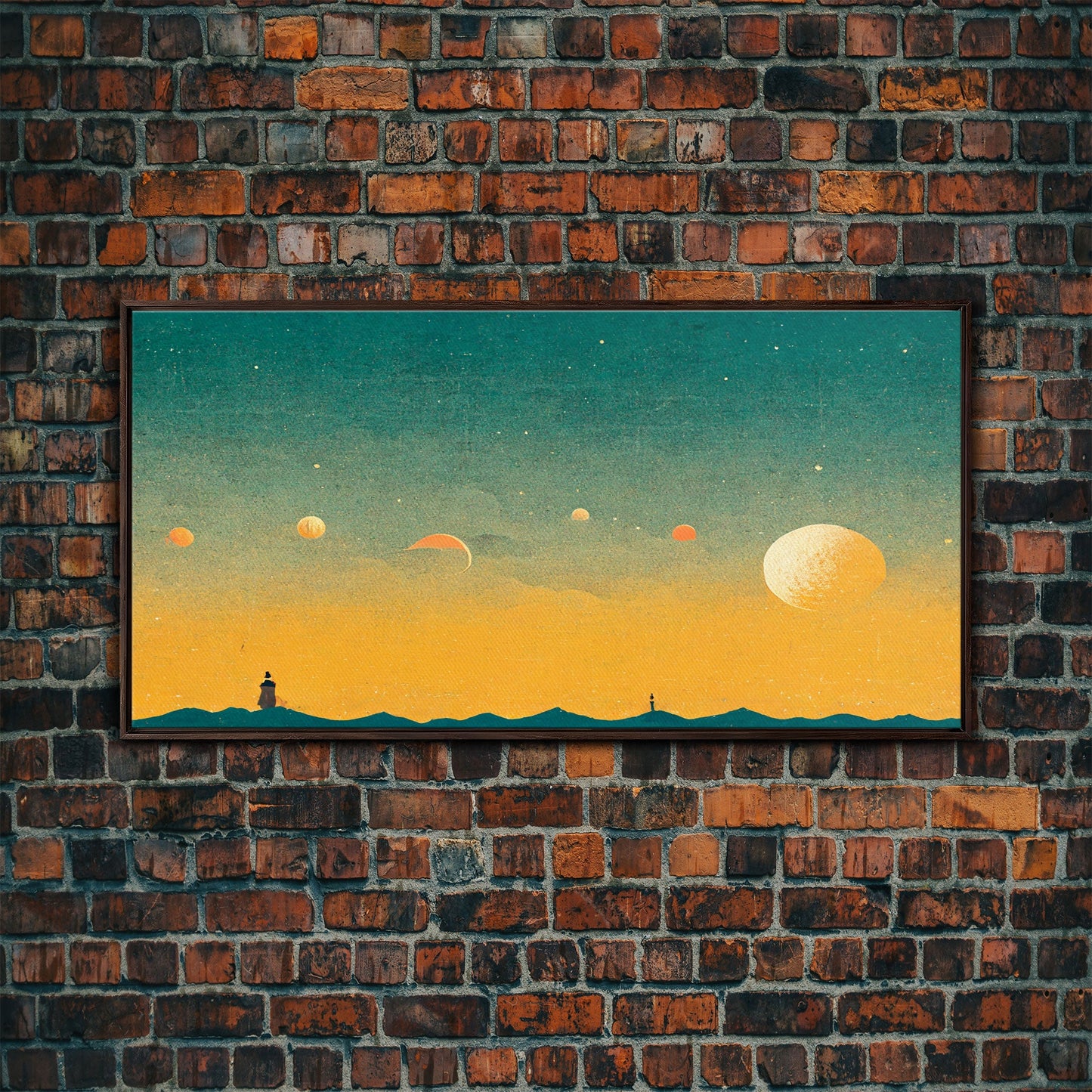 Art deco light house at sunset canvas print, sunset, vintage 20s style wall art, 30s style wall art, orange and turquoise sunset art