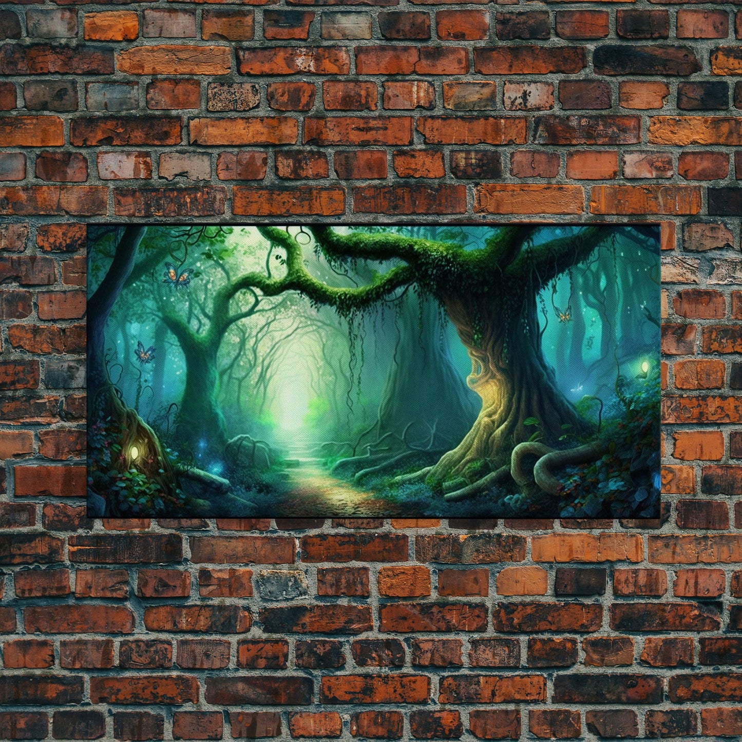 Beautiful magical fairy forest, Framed canvas print, Fantasy forest wall art Enchanted forest, Fantasy Home Decor