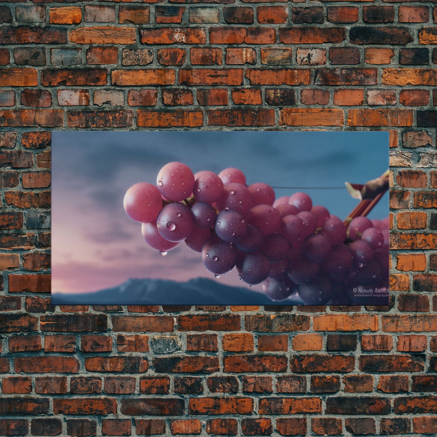 Grapes Wall Decor, Kitchen Wall Decor, Food Wall Art, Minimalist Art, Panoramic Wall Decor, Canvas Print, Wall Art, Framed Canvas Art