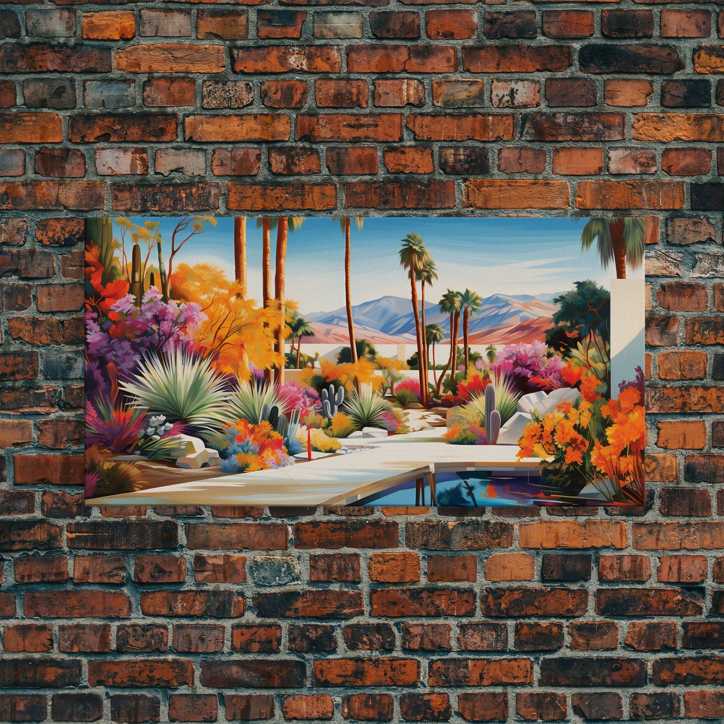 Desert Landscape Wall Art, Mountains Wall Print, Palm Trees Art, Panoramic Art, Wall Art, Canvas Art, Landscape Art, Modern House Art