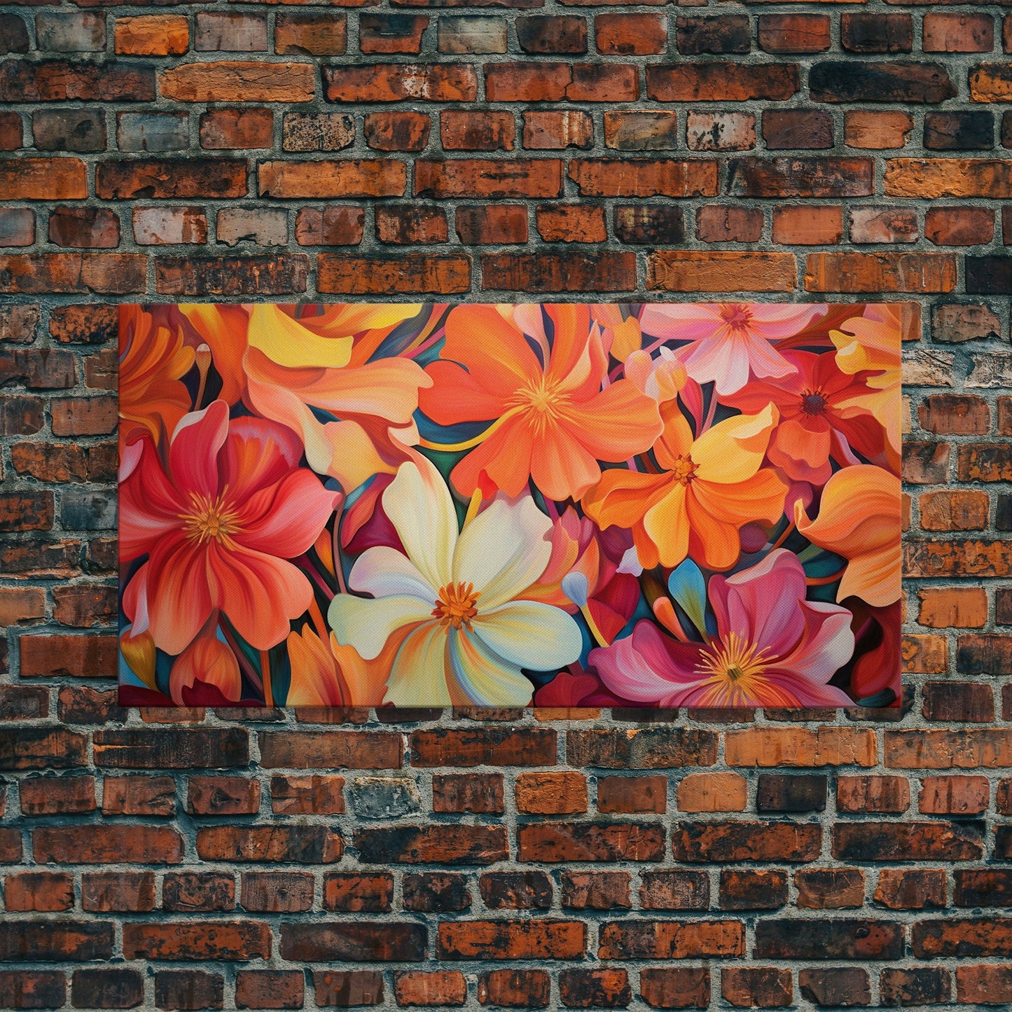 Hibiscus Wall Art, Flowers Wall Art, Colorful Fowers, Panoramic Art, Wall Art, Canvas Art, Landscape Art, Gift For Grandma, College Dorm Art