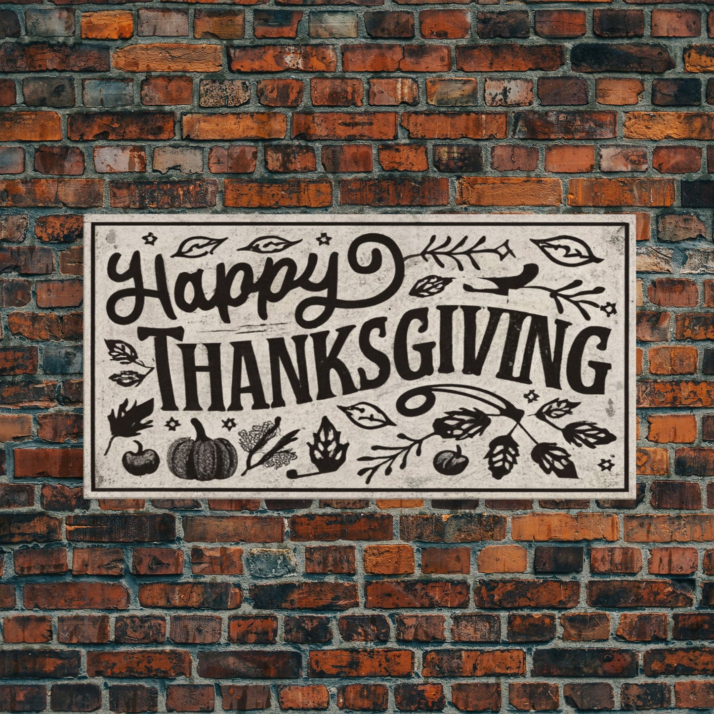Happy Thanksgiving! Modern Farmhouse Sign, Dining Room Wall Sign Kitchen Decor Large Framed Canvas Print, Fall Wall Art, Seasonal Wall Decor