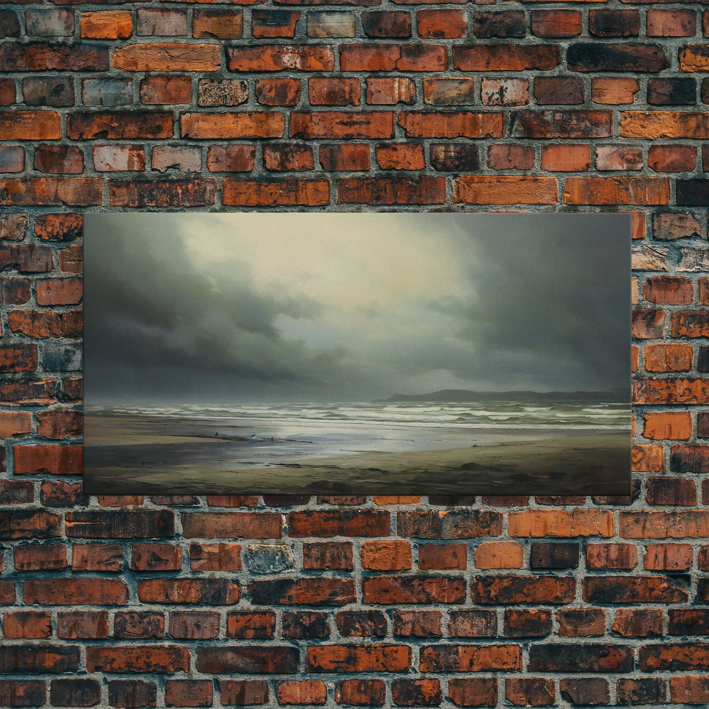 Moody Muted Landscape Oil Painting Canvas Print Wall Art, Nature Framed Large Gallery Art, Minimalist Art, Ready To Hang, Moody and Drab Art