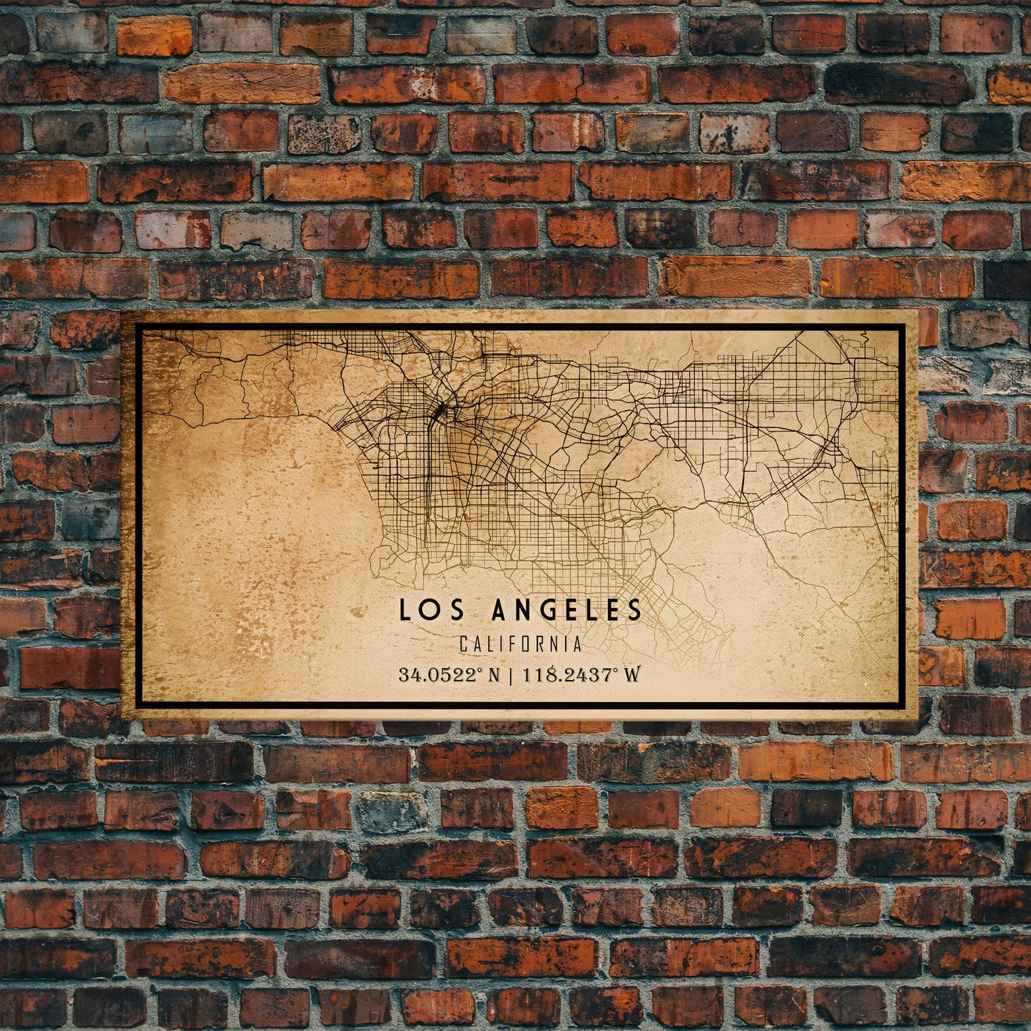 Los Angeles Vintage Map Print | Los Angeles Map | California Map Art | Los Angeles City Road Map Poster | Distressed / Retro LA Street Art
