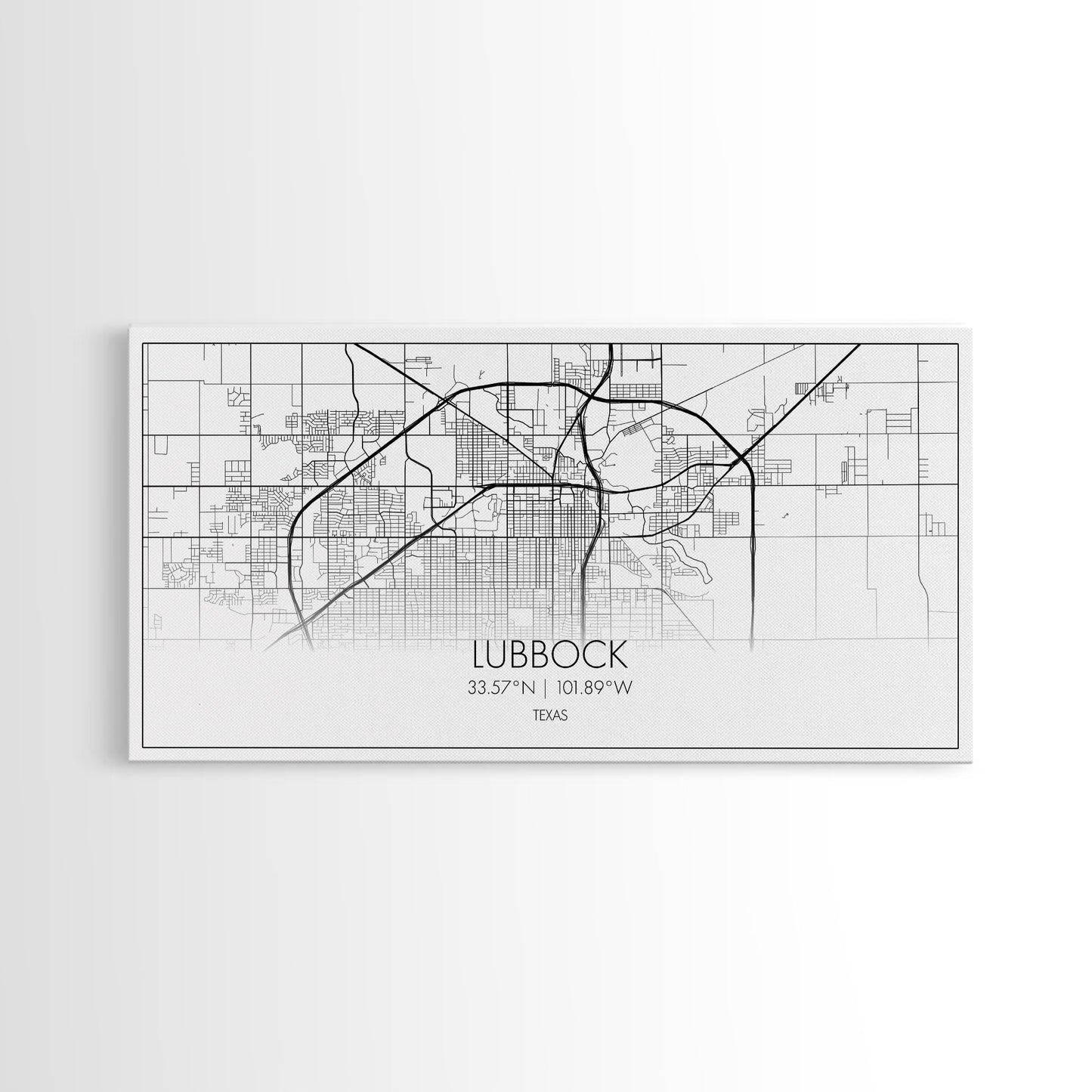 Lubbock City Map, Texas Map, Map Art, Modern Art, Wall Art, Canvas Art, Gift For Women, Living Room Wall Art, Wall Hanging, Texas Wall Art