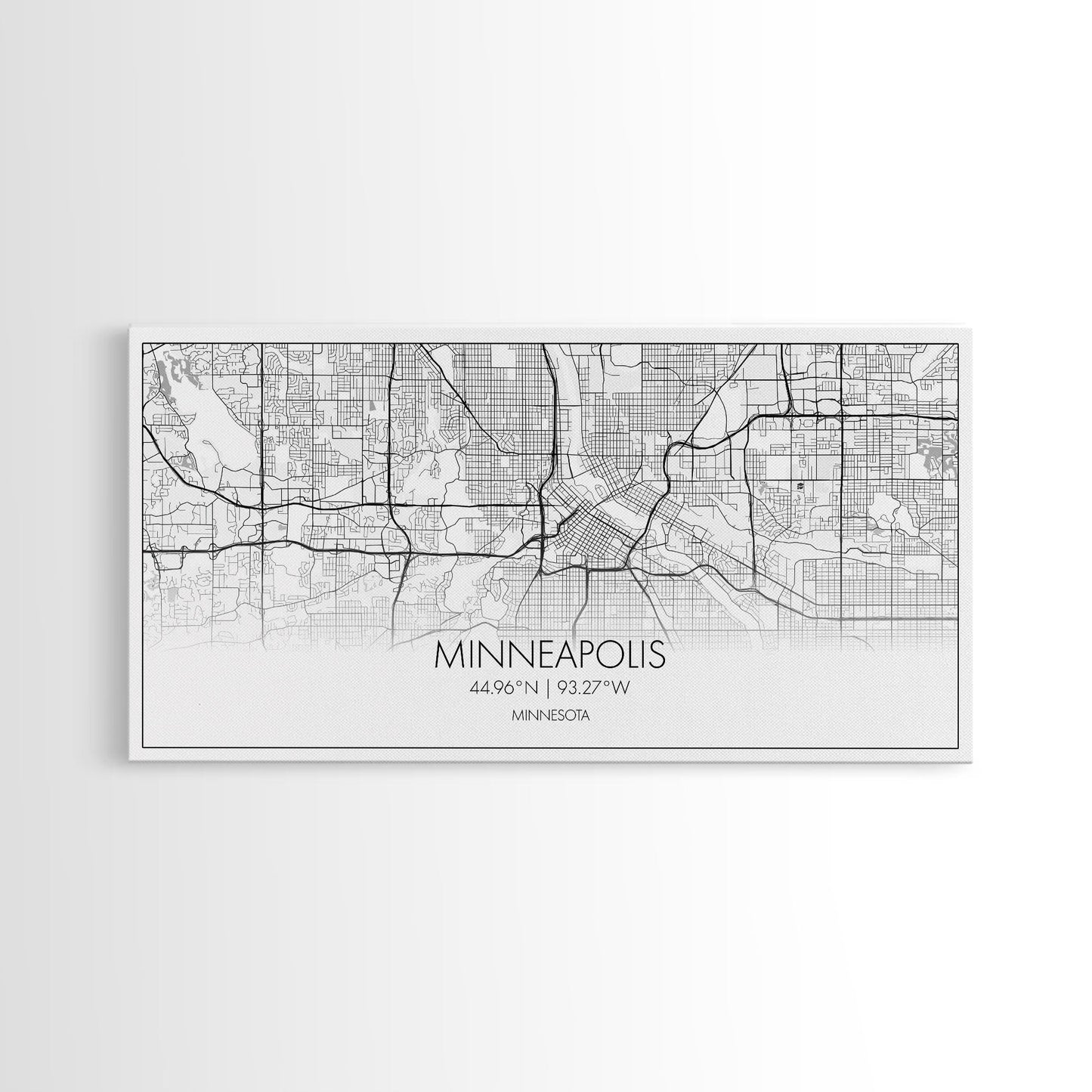 Minneapolis City Map, Minnesota Map, Map Art, Minimalist Wall Art, Wall Art, Canvas Art, Dorm Room Décor, Home Décor Wall Art, Gift For Dad