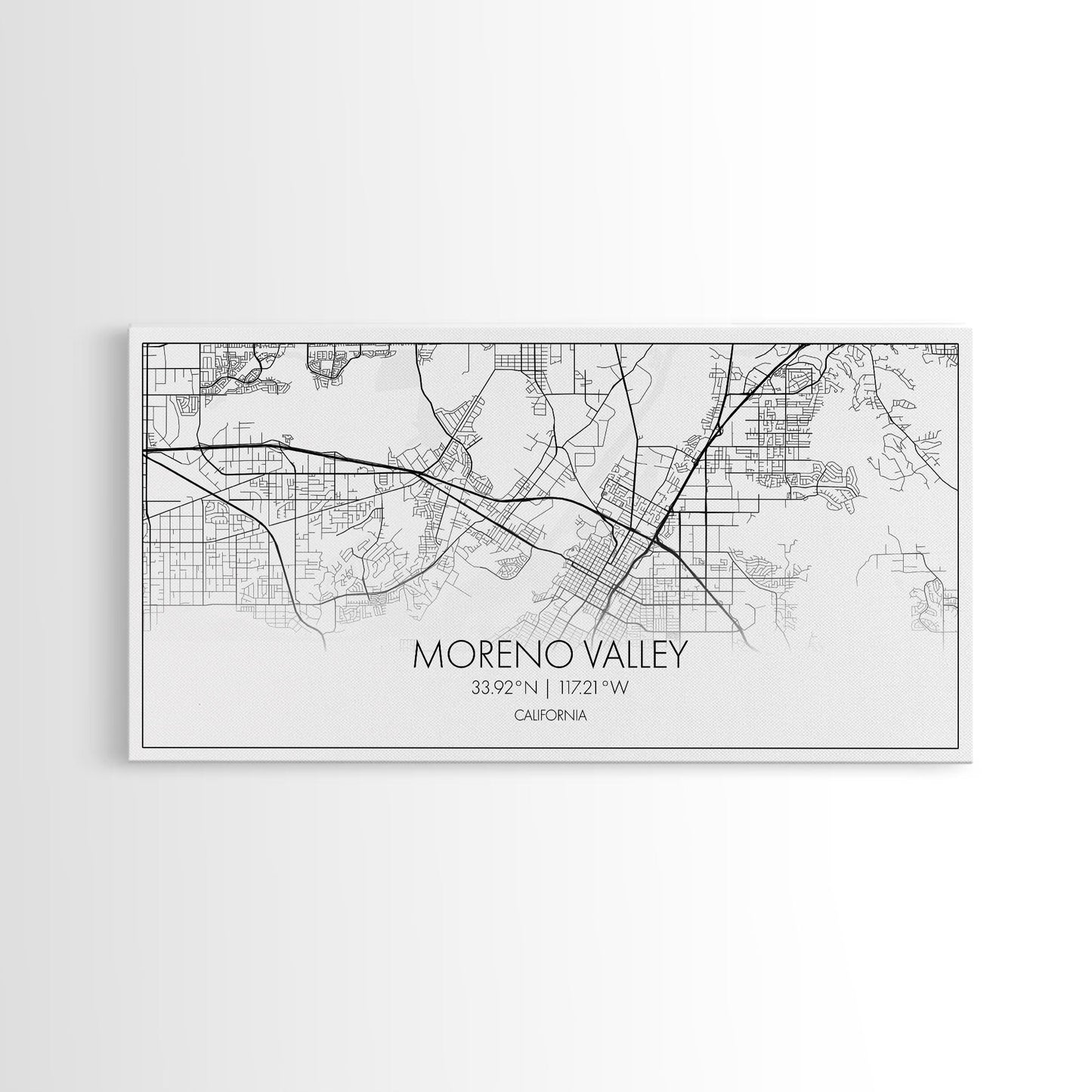 Moreno Valley City Map, California Map, Map Art, Minimalist Wall Art, Wall Art, Canvas Art, Horizontal Print, PHD Graduation Gift, Office