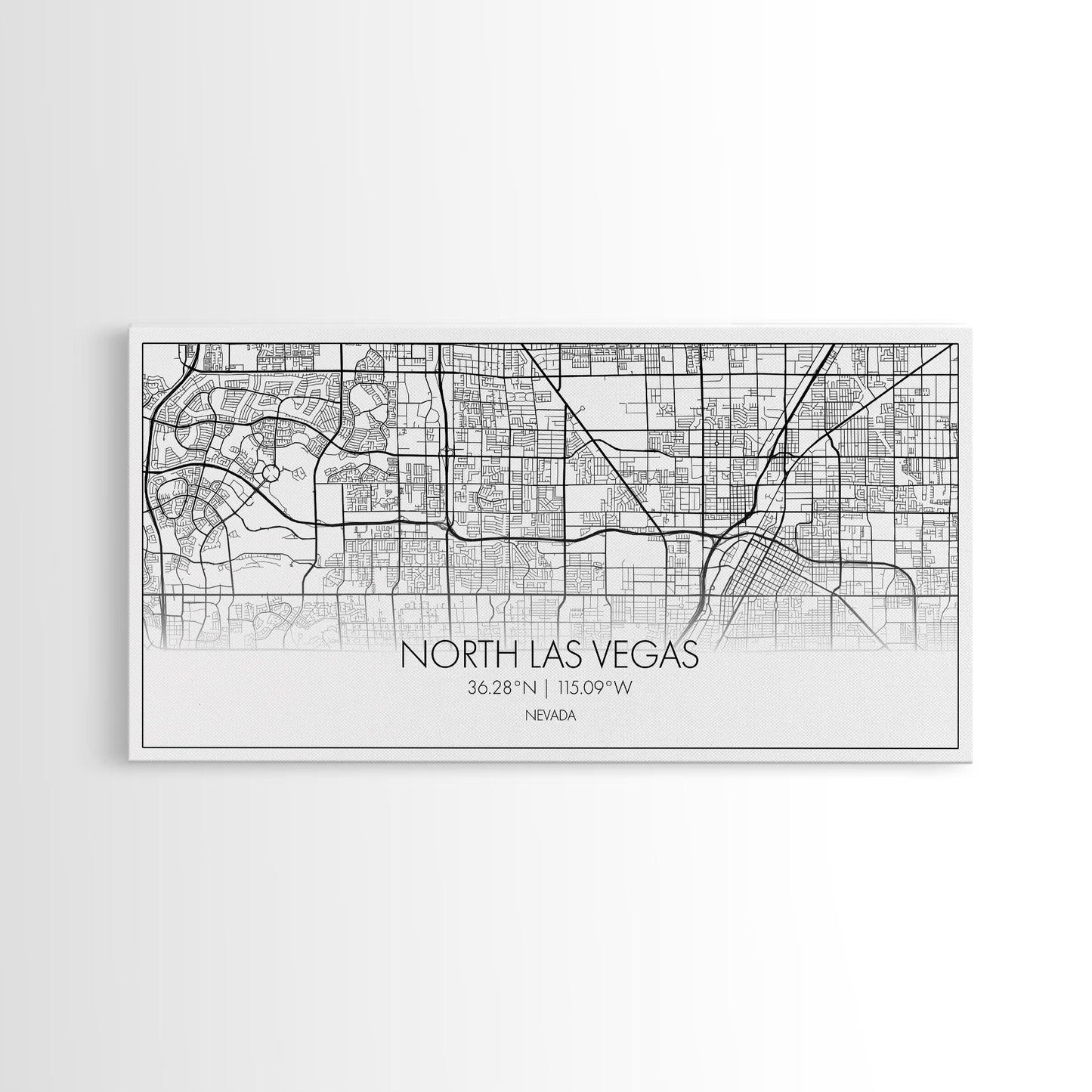 North Las Vegas City Map, Nevada Art, Map Print, Minimalist Wall Art, Wall Art, Canvas Art, Gamer Room Décor, Teacher Gift, Teen Boy Décor