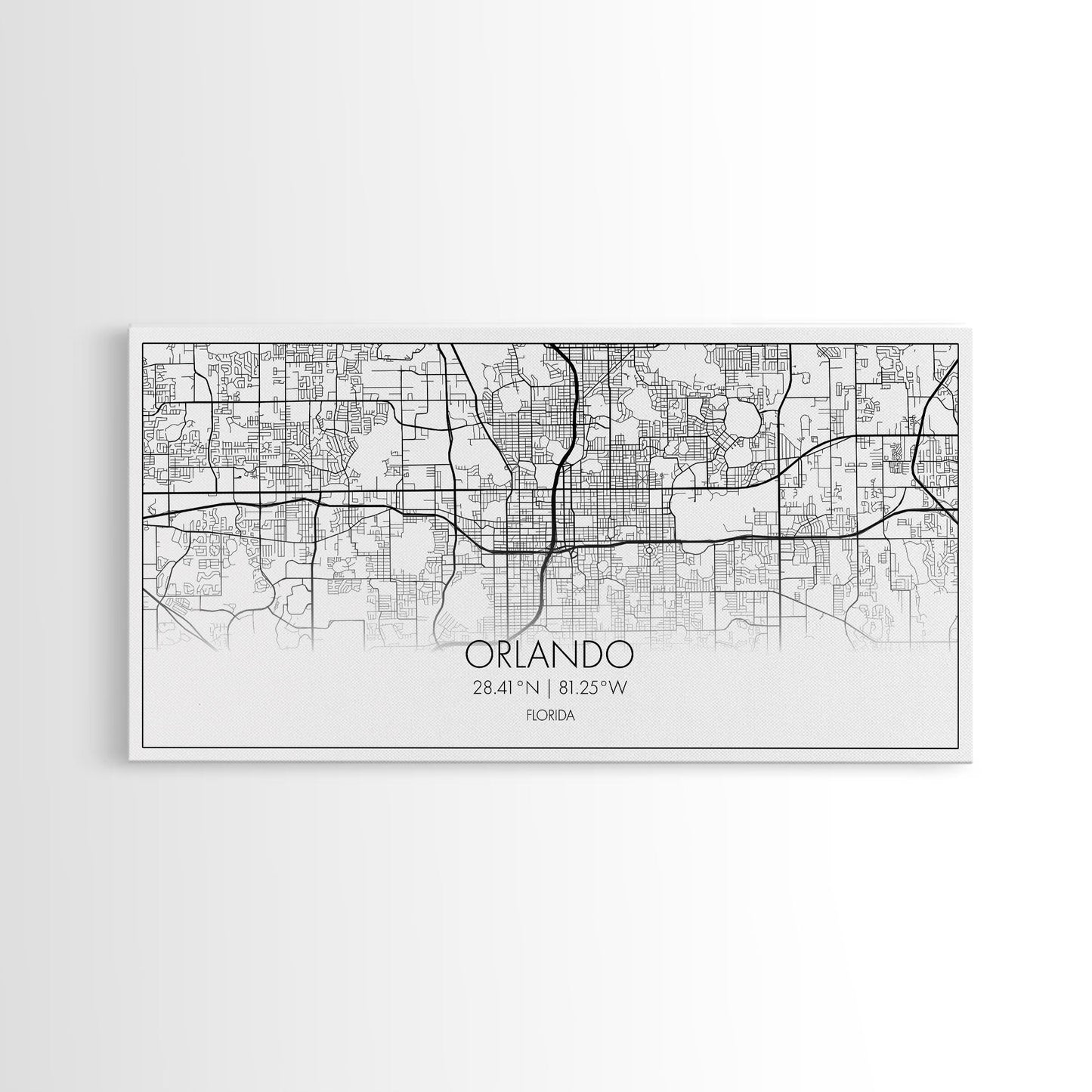 Orlando City Map, Florida Art, Map Print, Minimalist Wall Art, Wall Art, Canvas Art, New Homeowner Gift, Gaming Wall Décor, Wall Hanging