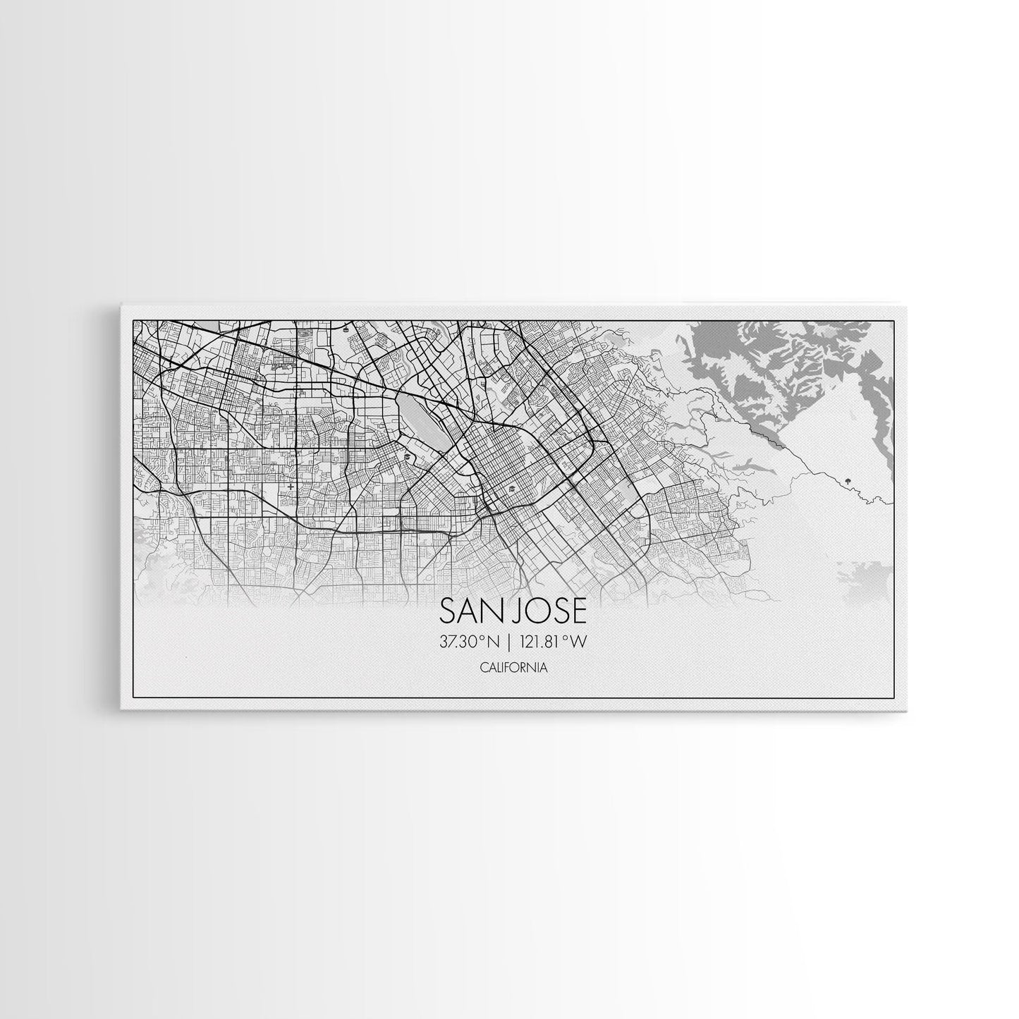 San Jose City Map, California Art, Map Print, Modern Wall Art, Wall Art, Canvas Art, Modern Office Art, Above Bed Décor, Prints Wall Art