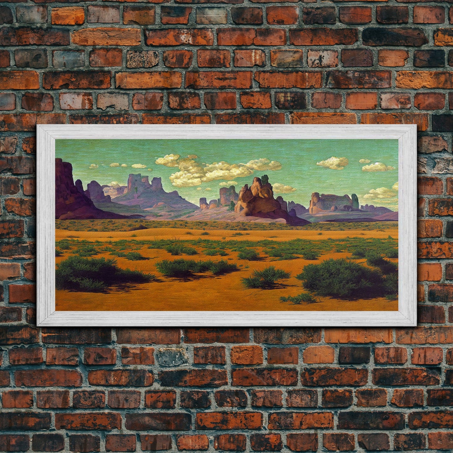 Pueblo Style Art, Painting Of the Arizona Desert, Wall Decor, Ready To Hang Framed Canvas Print, Oversize Wall Art