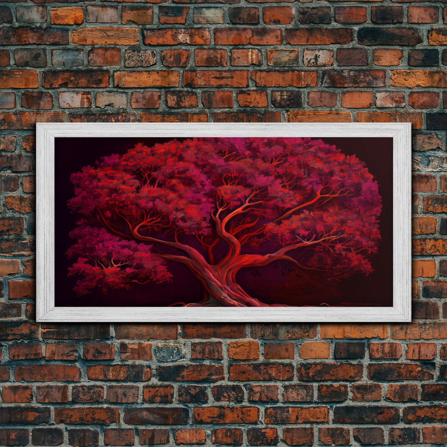 Blood red tree, fantasy horror art, framed canvas print