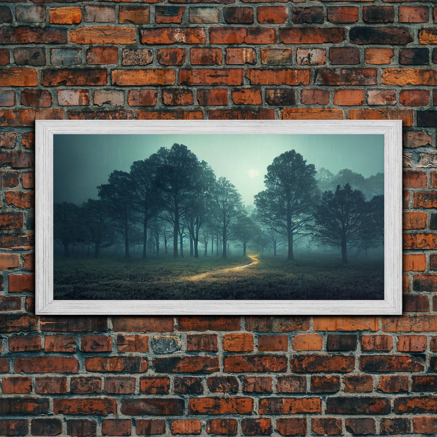 Gloomy Spooky Forest, ready to hang canvas print wall art, Lakehouse Cabin Wall Decor
