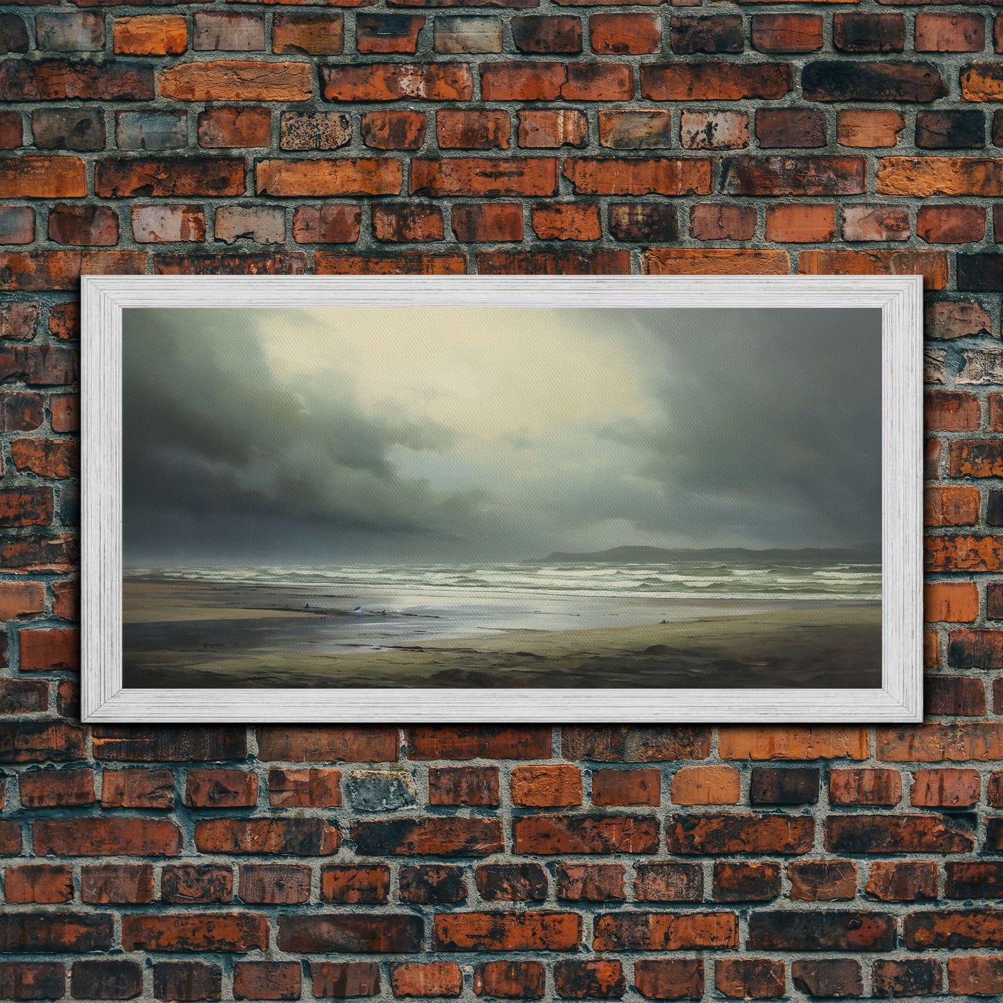 Moody Muted Landscape Oil Painting Canvas Print Wall Art, Nature Framed Large Gallery Art, Minimalist Art, Ready To Hang, Moody and Drab Art