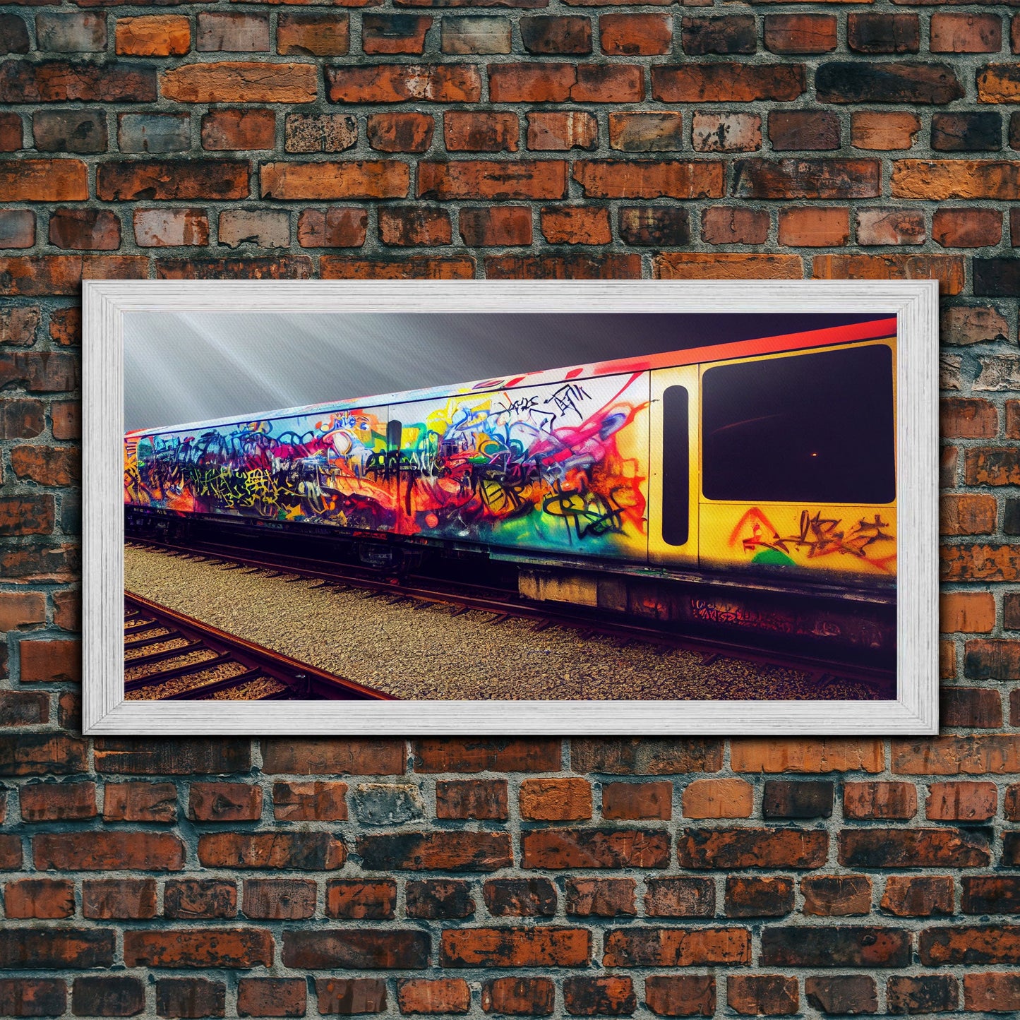 Train car graffiti wall decor, train box car, ready to hang canvas print wall art, graffiti art