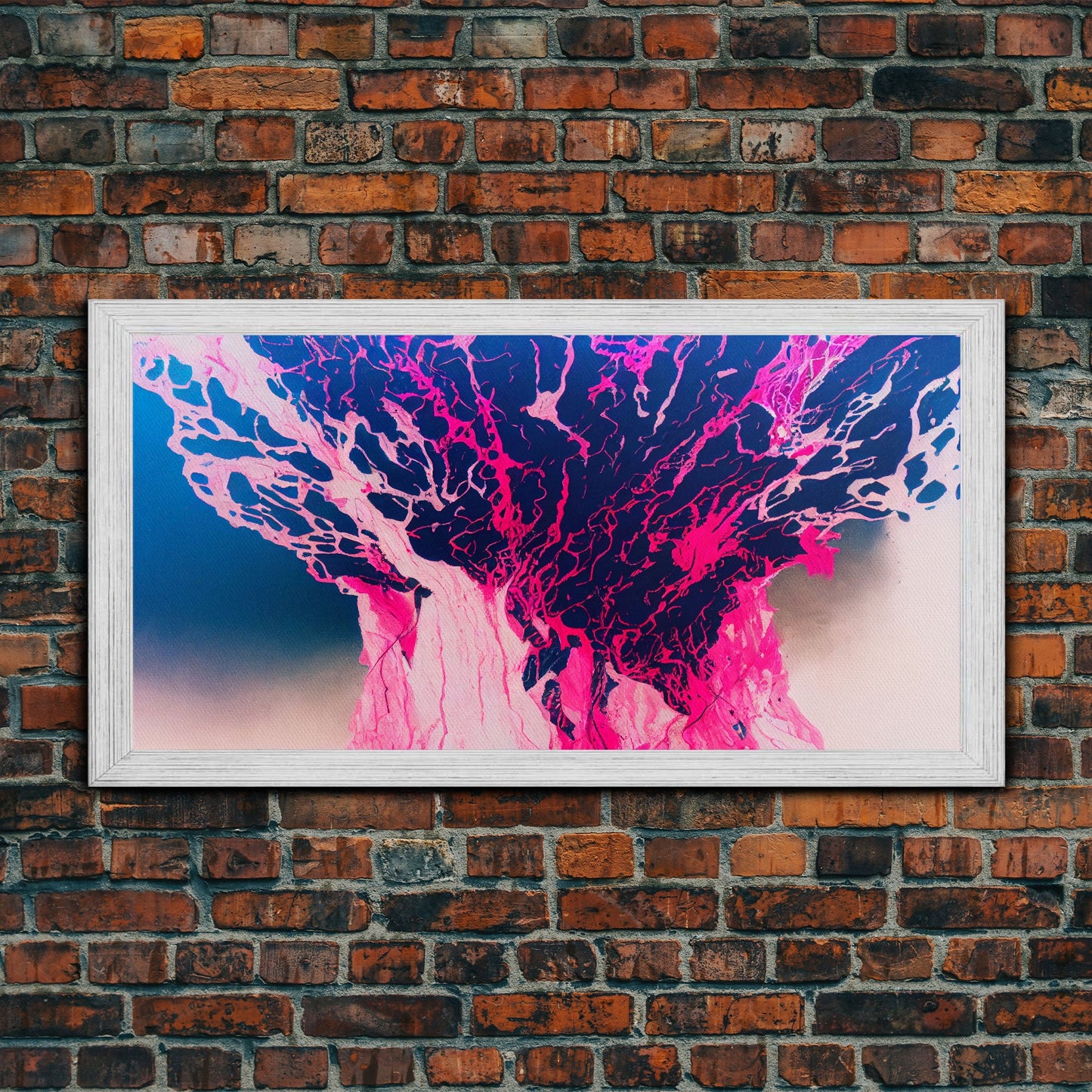 Neon Pink Explosion, Trippy Psychedelic Art, Ready To Hang Canvas Print, Framed Canvas Wall Art