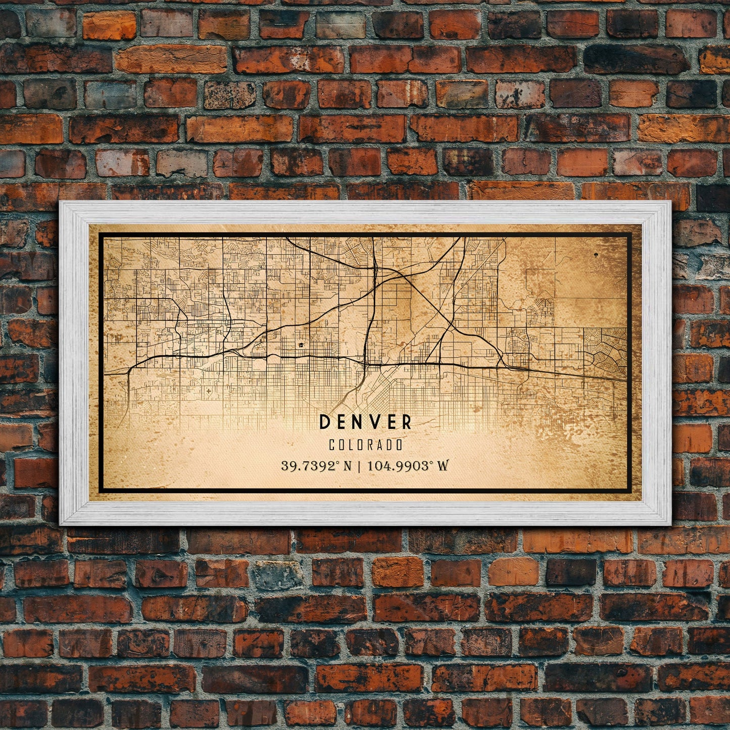 Denver map print poster canvas, Colorado map print poster canvas, Denver city map print poster canvas, framed road map art, office decor