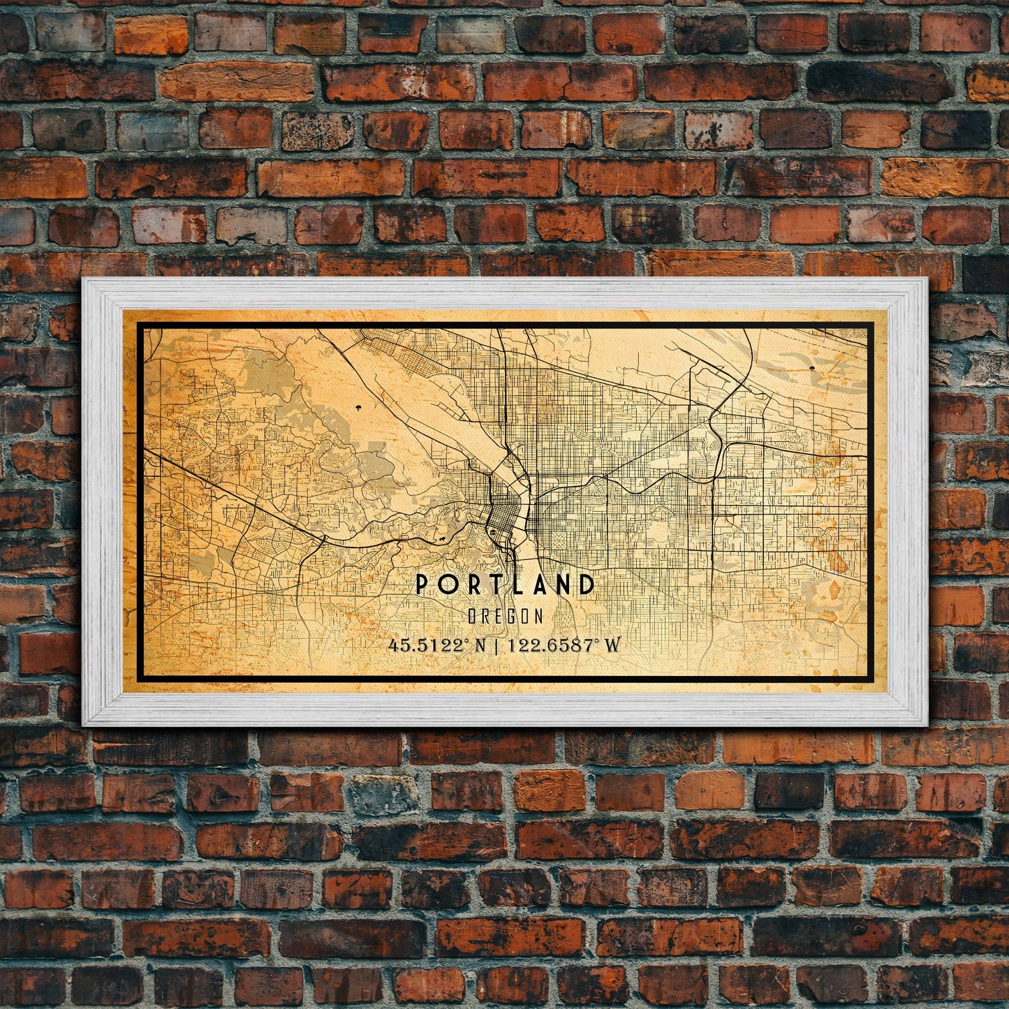Portland Oregon Street Map, Framed Canvas Art, Oregon United States Road Map Wall Art, Office Wall Art, Portland Wall Decor for Office