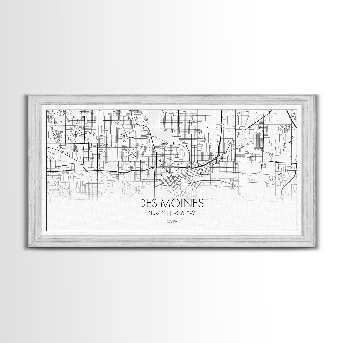 Des Moines Street Map, Iowa Map, Map Print, Minimalist Art, Wall Art, Canvas Art, Girls Bedroom Décor, Dorm Room Décor, Gift For Dad, Office