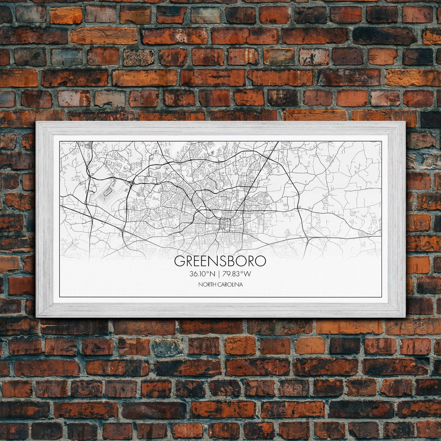 Greensboro City Map, North Carolina Map, Map Art, Minimalist Art, Wall Art, Canvas Art, Cabin Wall Art, Living Room Wall Art, New Home Gift