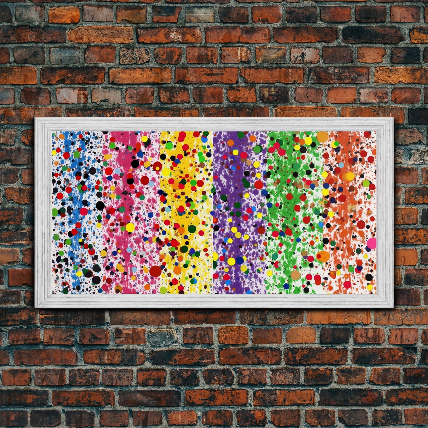 Rainbow Splatter Art, Framed Canvas Print, Graffiti / Splatter Painting, Colorful Decor, Ally Art, Polka Dot Wall Art