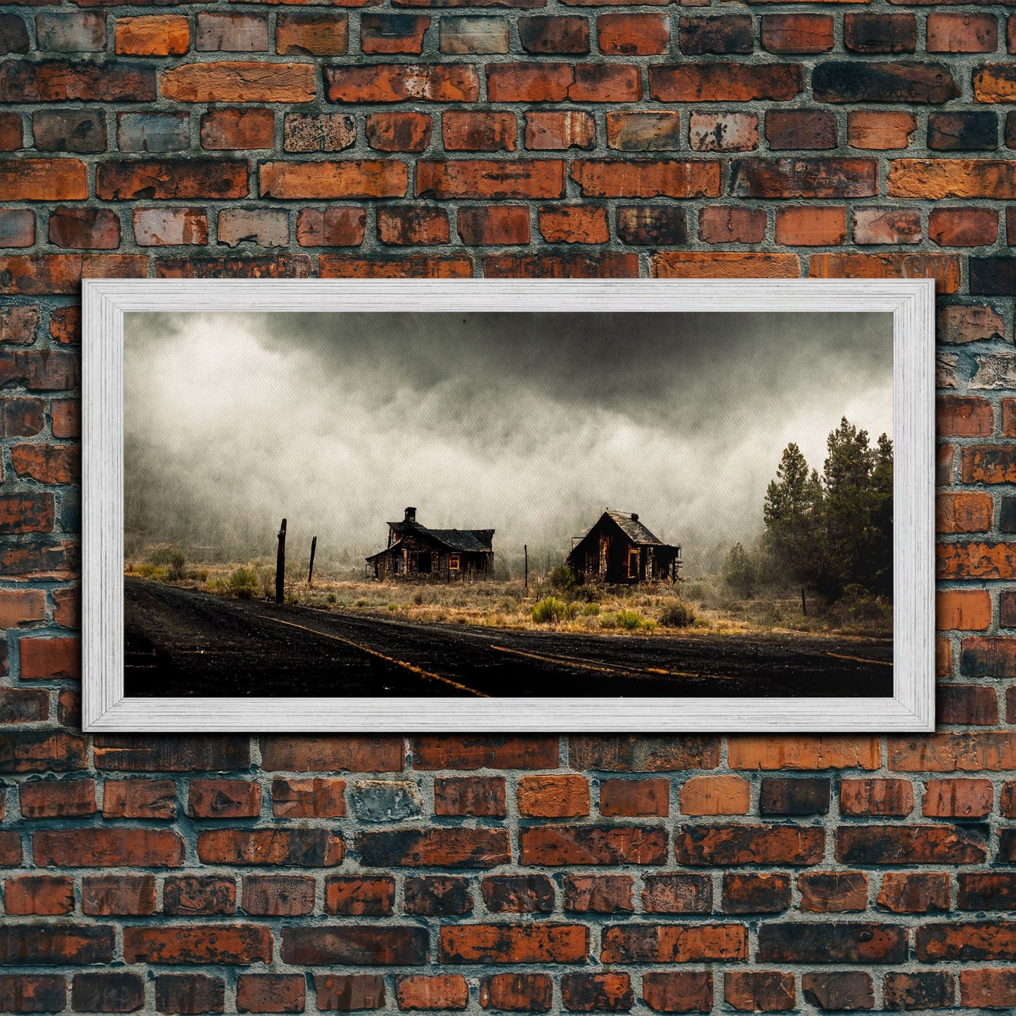 Ghost town canvas art, wild west theme, abandoned art