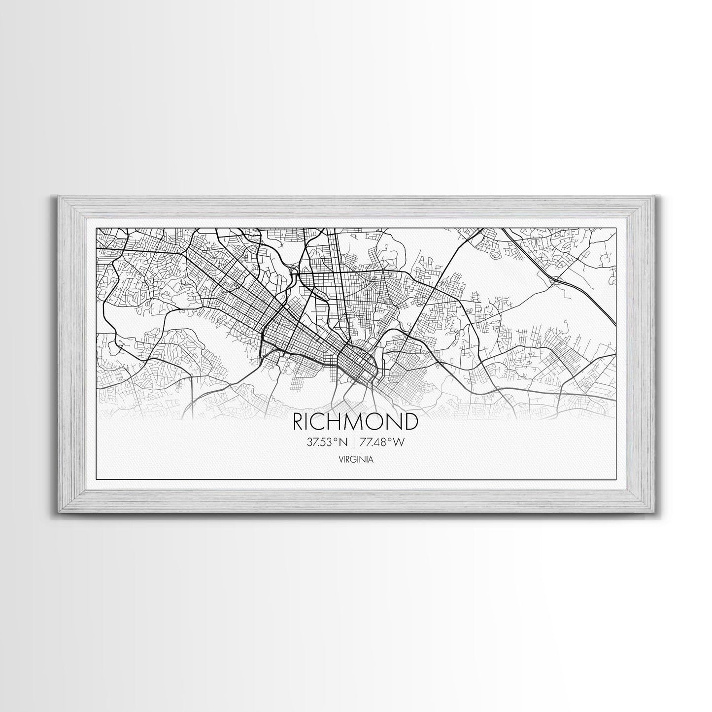 Richmond City Map, Virginia Art, Map Print, Minimalist Wall Art, Wall Art, Canvas Art, Best Gifts For Him, Wall Décor Prints, Horizontal Art