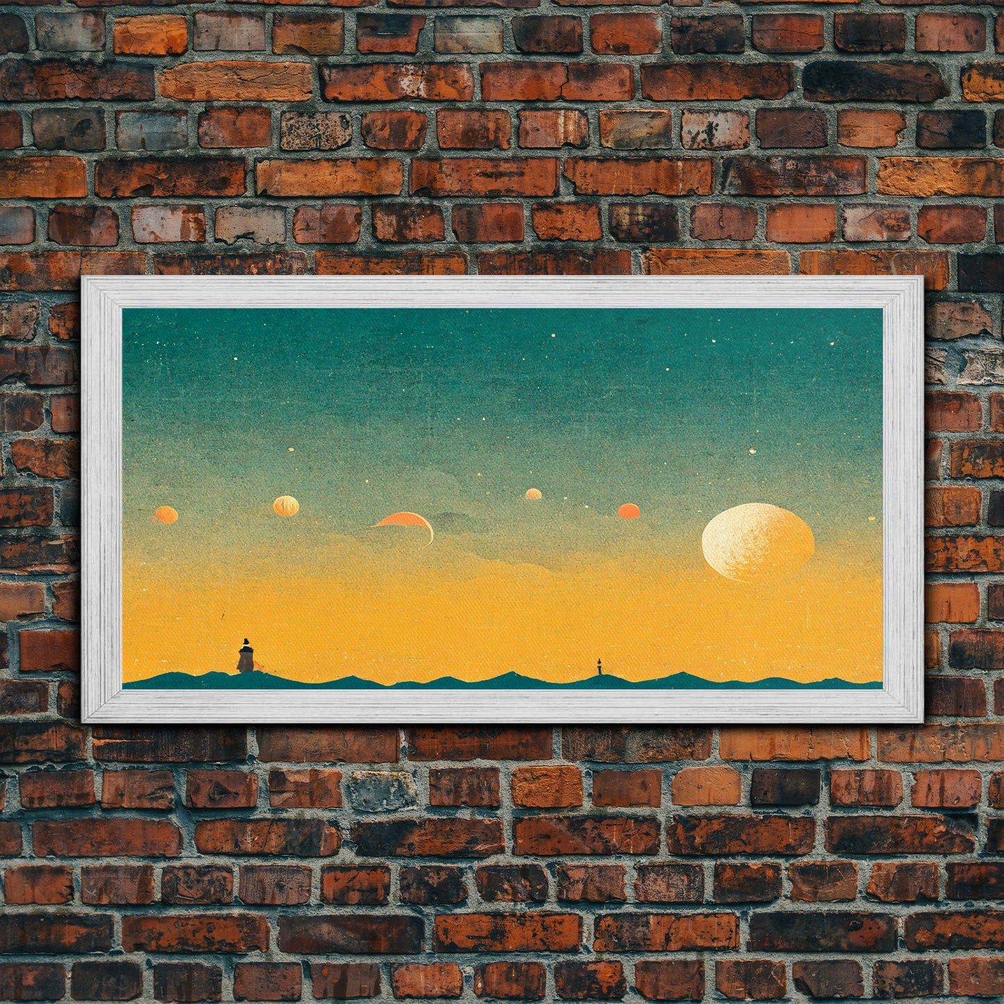 Art deco light house at sunset canvas print, sunset, vintage 20s style wall art, 30s style wall art, orange and turquoise sunset art