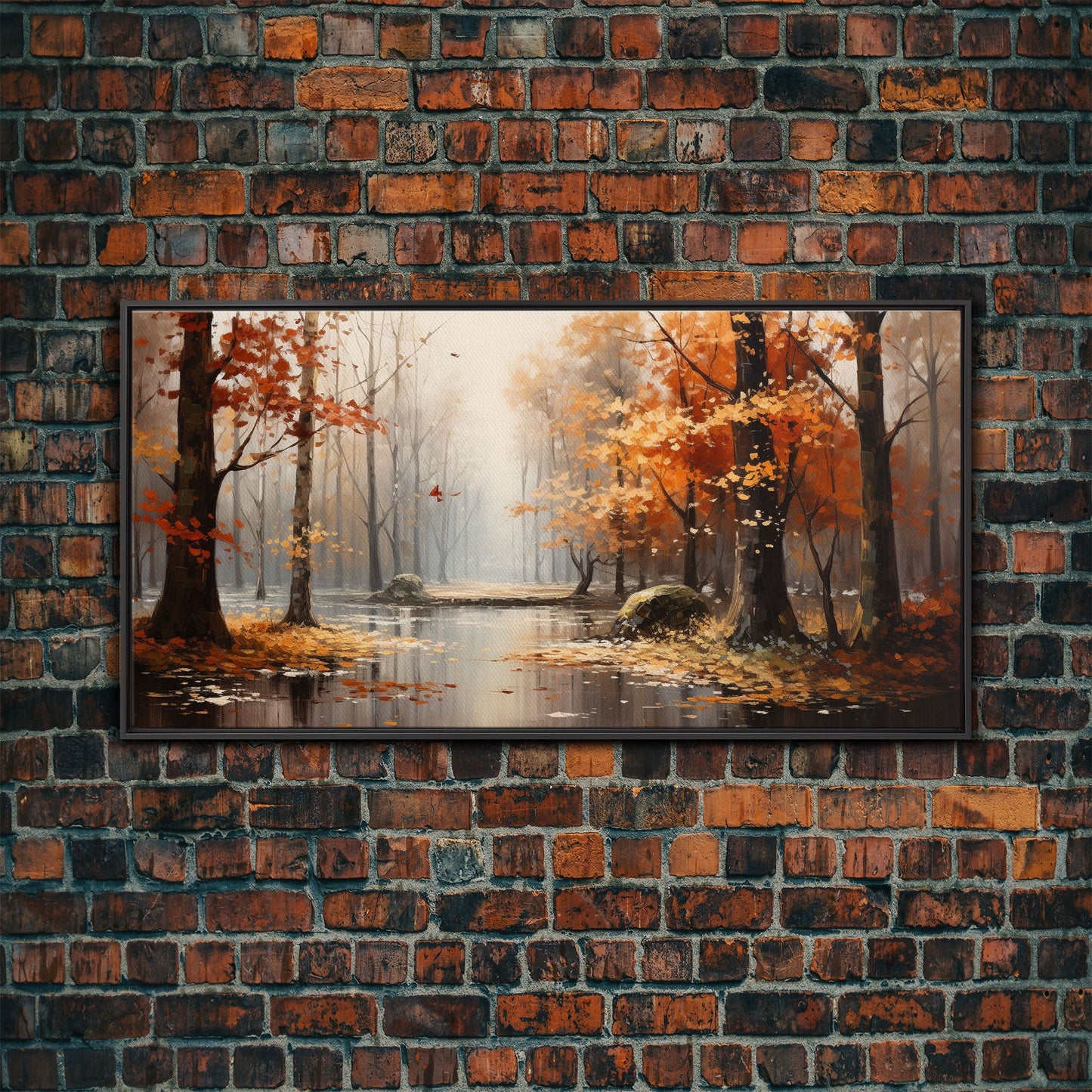 Beautiful Fall Centerpiece Landscape Painting Framed Canvas Print, Fall Decor, Thanksgiving Decor, Autumn Decor, Home Decor Fall Decorations