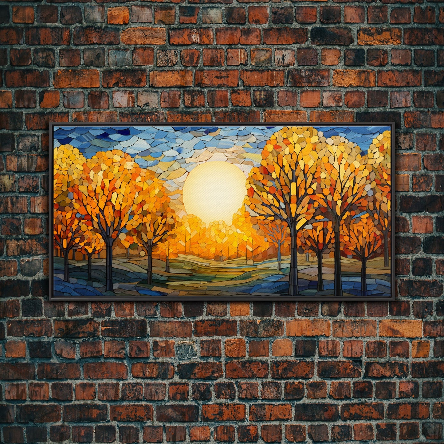 Fall Wall Art, Abstract Nature Print, Sunset Art, Fall Leaves, Country Home Decor, New Homeowner Gift, Canvas Wall Art, Wall Hanging