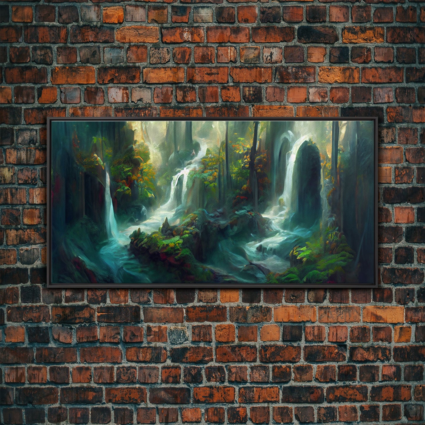 Waterfall wall art, canvas print, giclee, fantasy wall art, water color, nature wall decor, water landscape art, serenity art