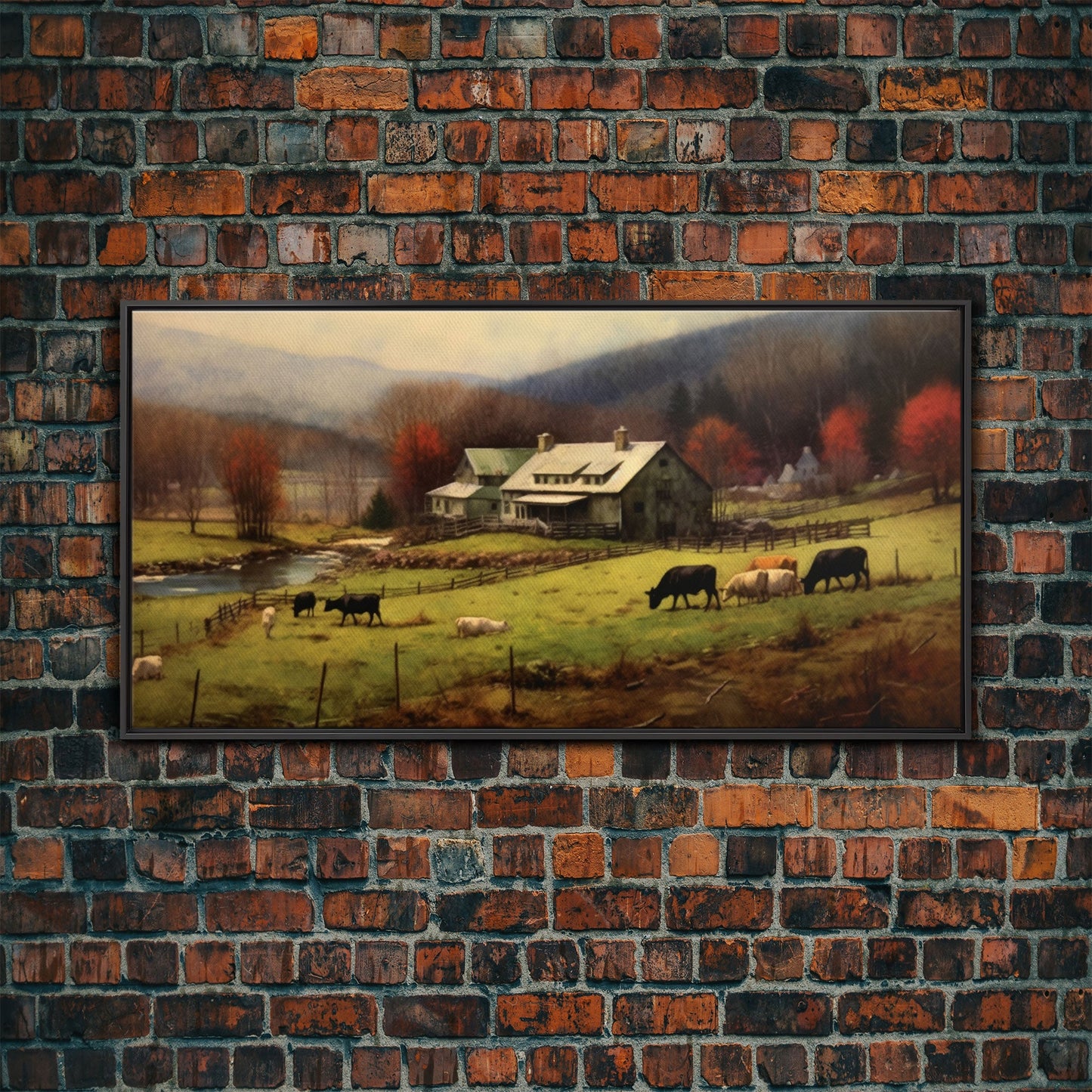 Farm Wall Decor, Country Wall Decor, Farm Animals Wall Decor, Fall Wall Art, Panoramic Wall Decor, Canvas Print, Wall Art, Framed Canvas Art