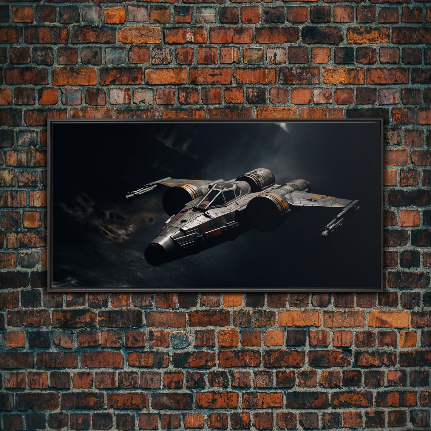 The Star Fighter, Cool Scifi Wall Art, Scifi Art, Framed Canvas Print, Gull Wing Space Ship, Unique Art, Alien Wall Art, Space Ship Art