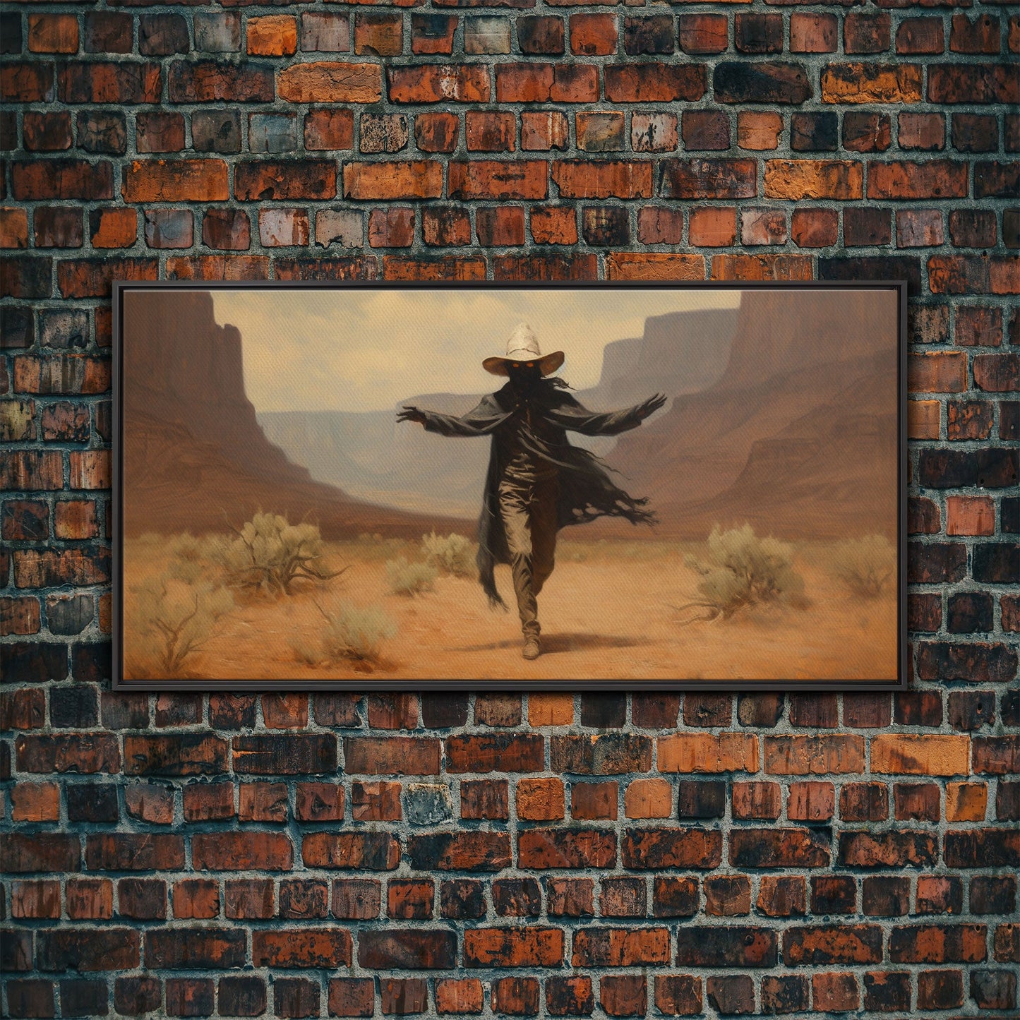The Fabulous Ghost Cowboy Art, Framed Canvas Print, Halloween art, spooky decor, cowboy art, western decor,  ghost art